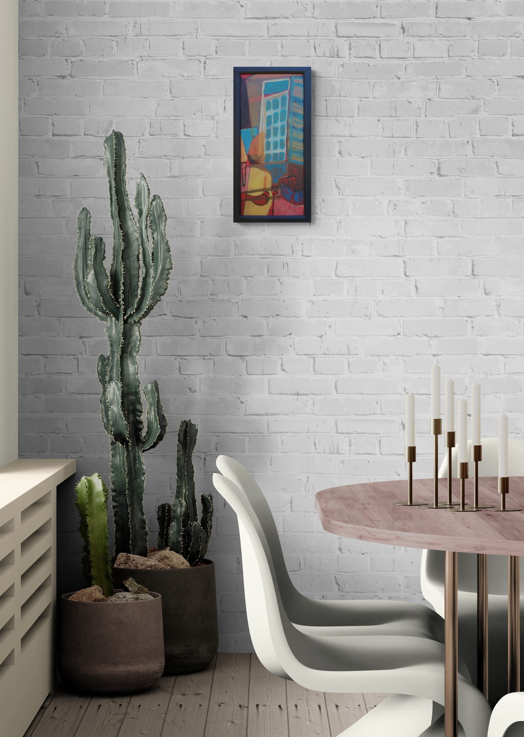 Dining Room With A Large Cactus Plant 3