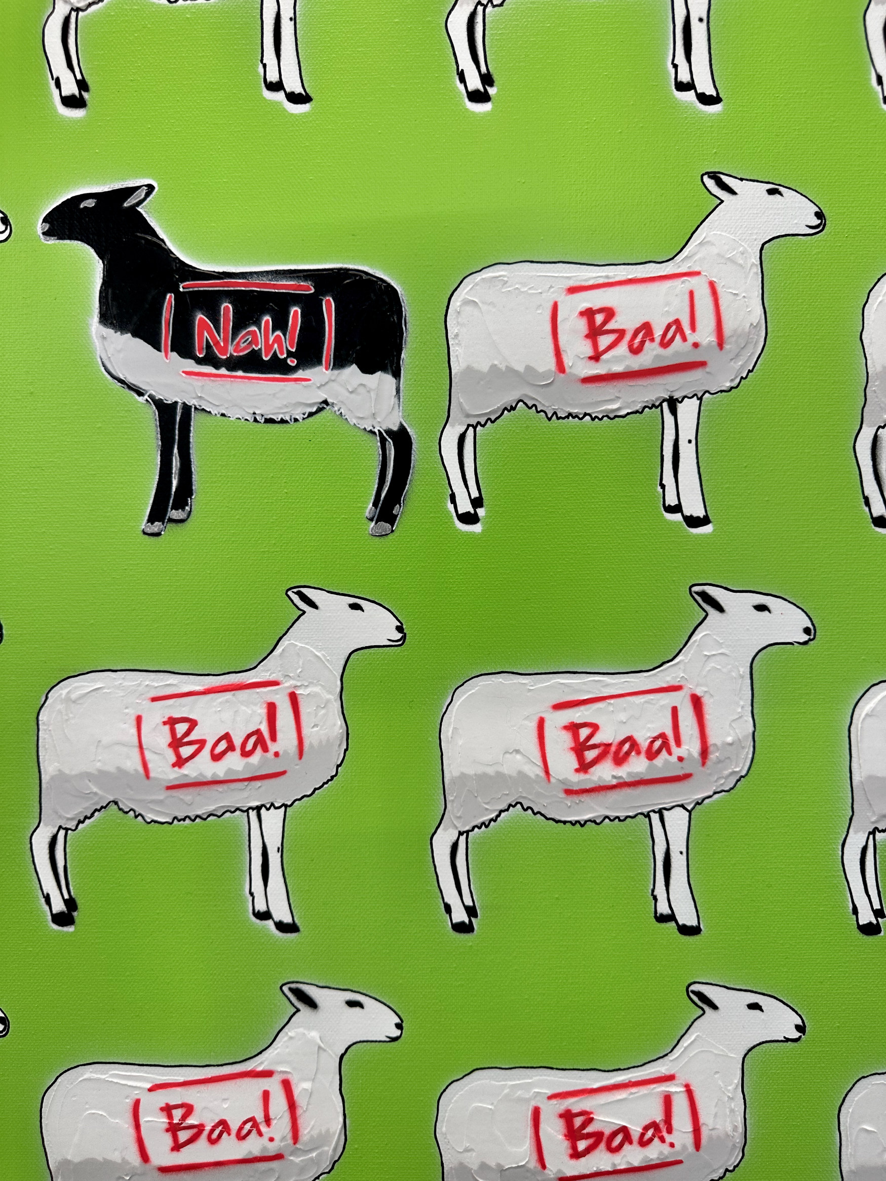 The Black Sheep Green Unique Meme Urban Pop Art Deborah Lang Art Canvas 4