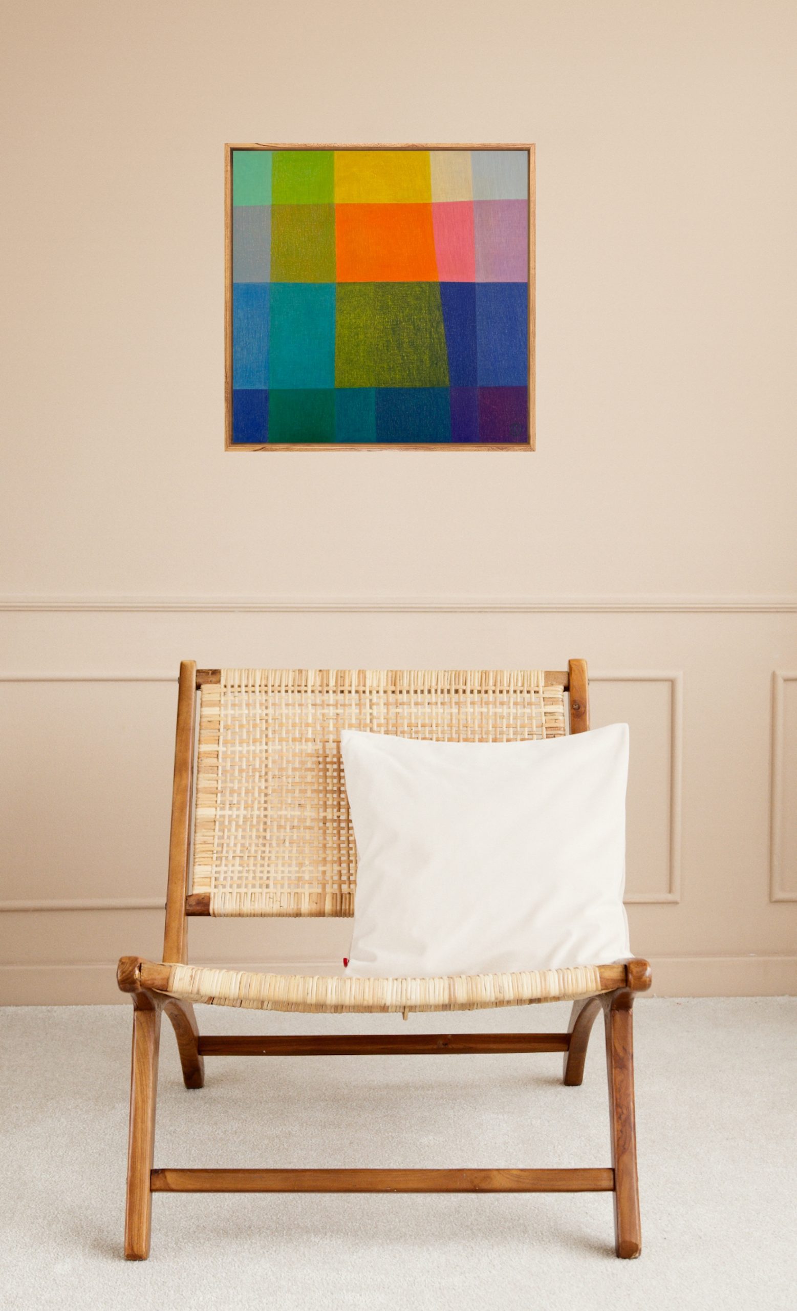 Charlotte De Pace Colourfield I Insitu Above Chair Art Lovers Australia