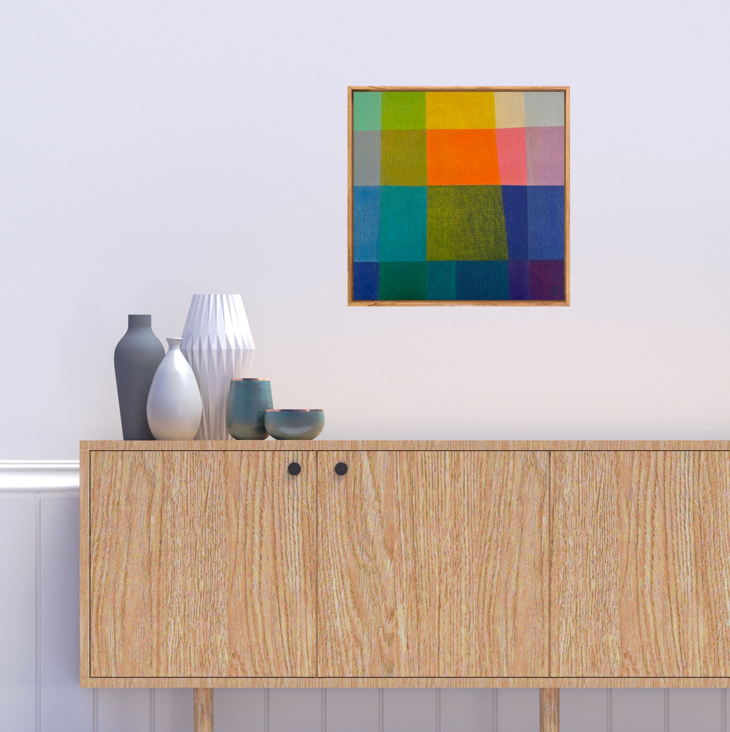 Charlotte De Pace Colourfield I Insitu Above Sideboard Art Lovers Australia