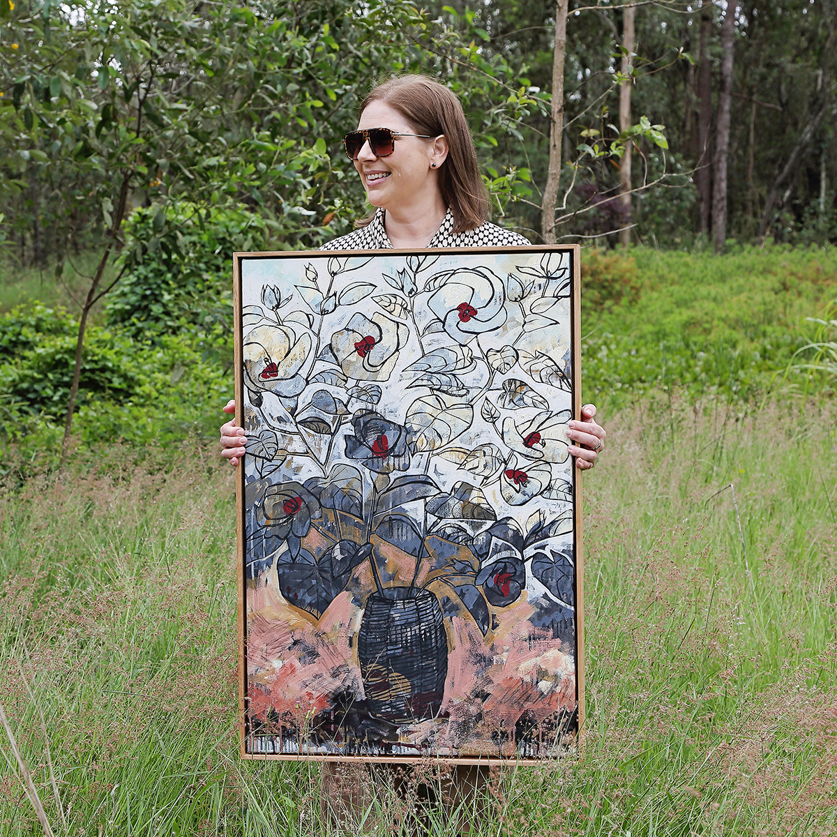 Lr 012 Coastal Hibiscus Still I Smith & Brooks Paintings Of Hibsicus Moody Art For My Home Art From Brisbane