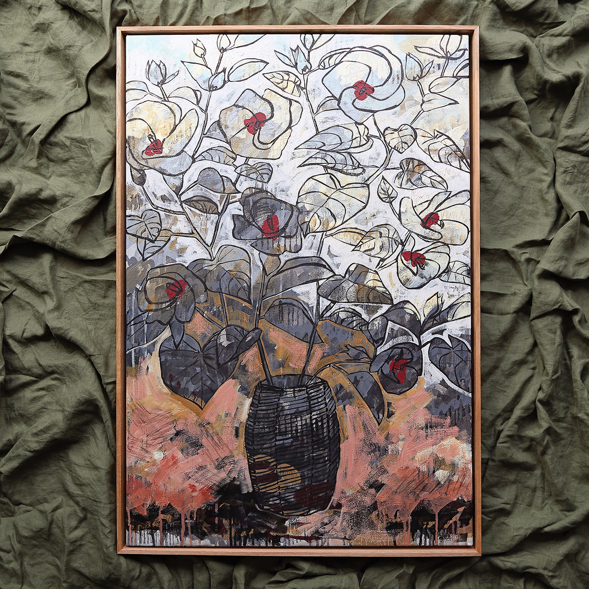 Lr 017 Coastal Hibiscus Still I Smith & Brooks Paintings Of Hibsicus Moody Art For My Home Art From Brisbane