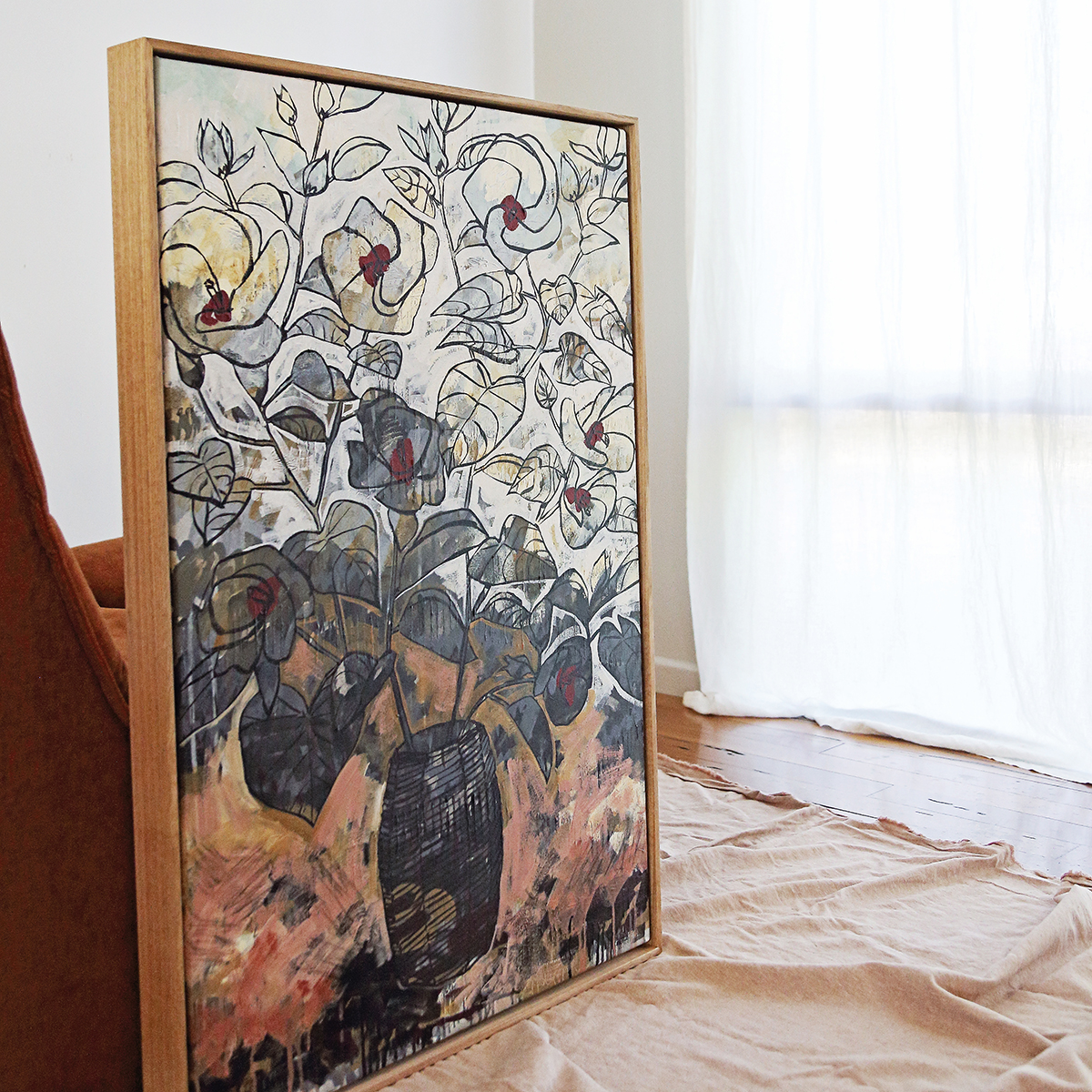 Lr 090 Coastal Hibiscus Still I Smith & Brooks Paintings Of Hibsicus Moody Art For My Home Art From Brisbane