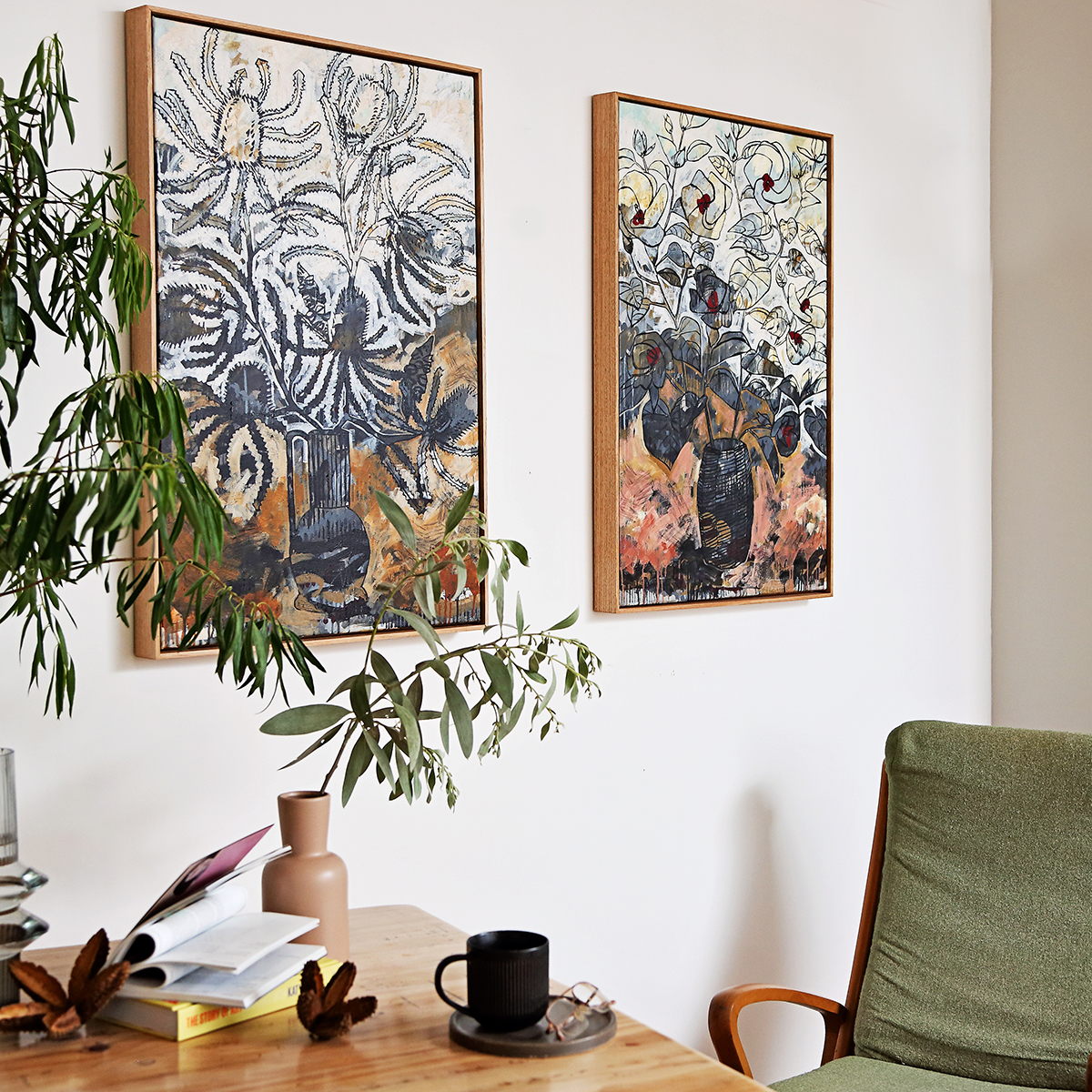 Lr 017 Dark Coastal Vibes Smith & Brooks Moody Palette Art For Interior Stylists Banksia And Hibiscus