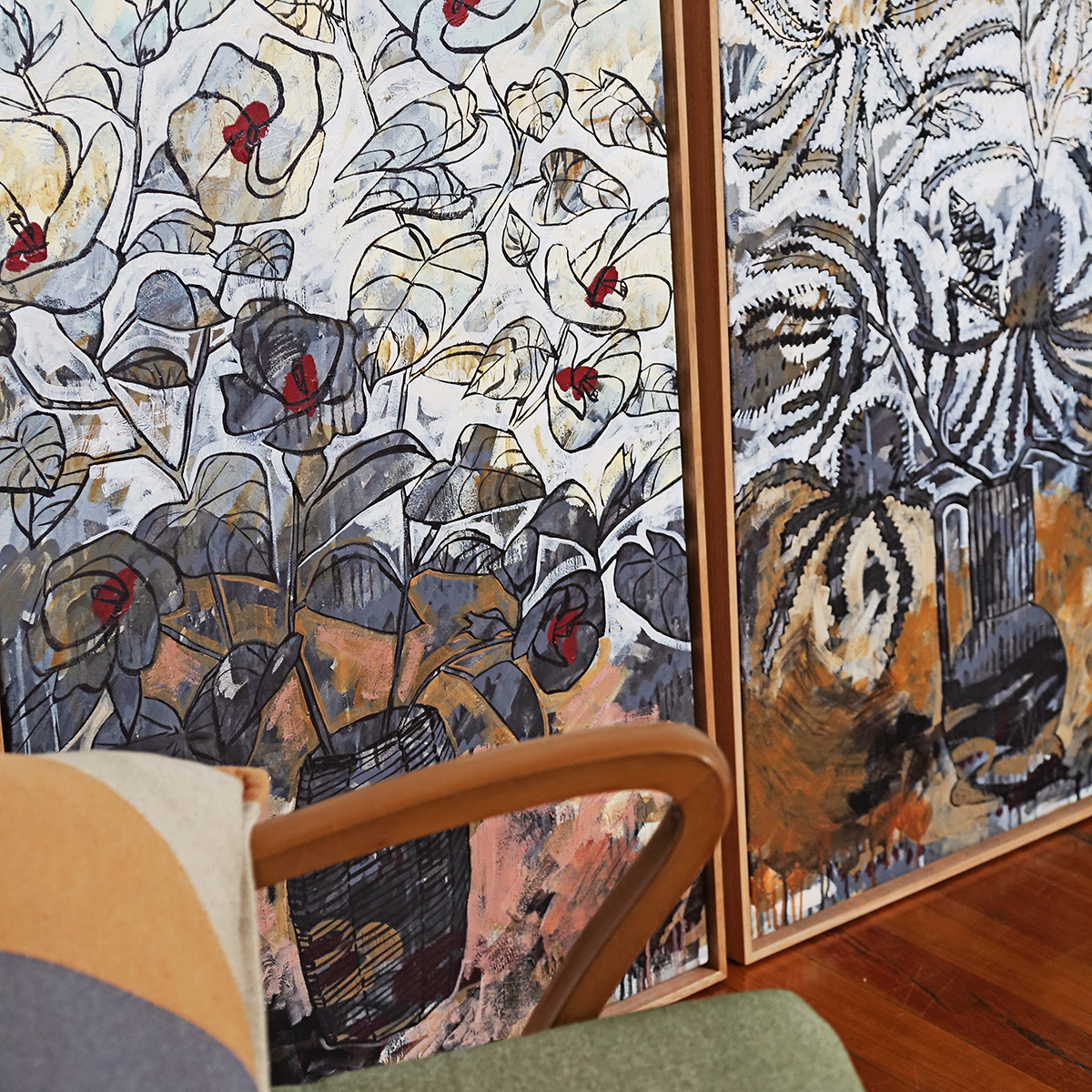 Lr 062 Dark Coastal Vibes Smith & Brooks Moody Palette Art For Interior Stylists Banksia And Hibiscus