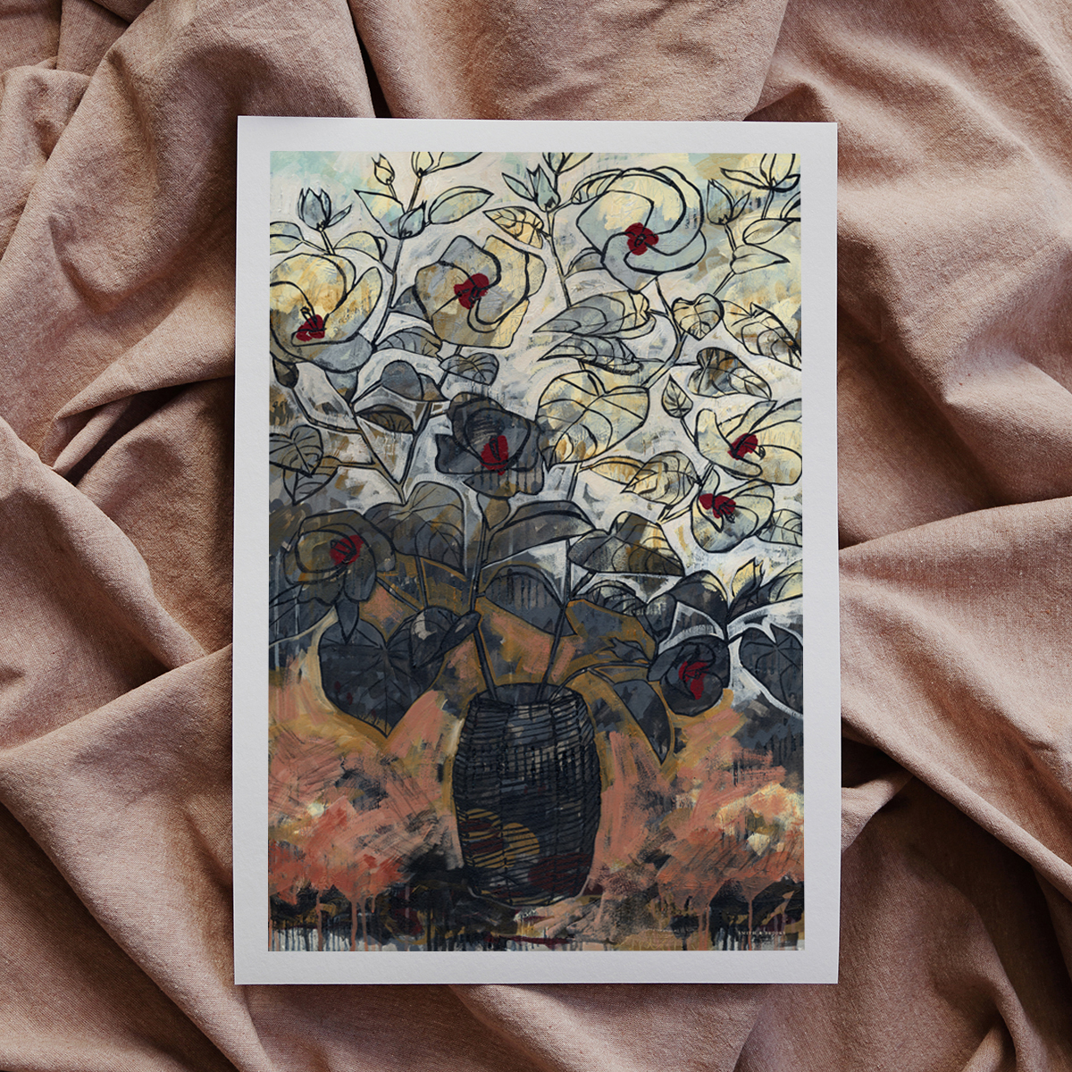 Lr 093 Coastal Hibiscus Still I Smith & Brooks Paintings Of Hibsicus Moody Art For My Home Art From Brisbane