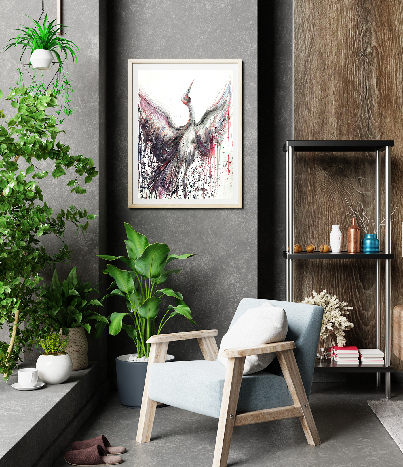 Sydney Artist Leni Kae Brolga Spirit Dance Art Interiordesign 4