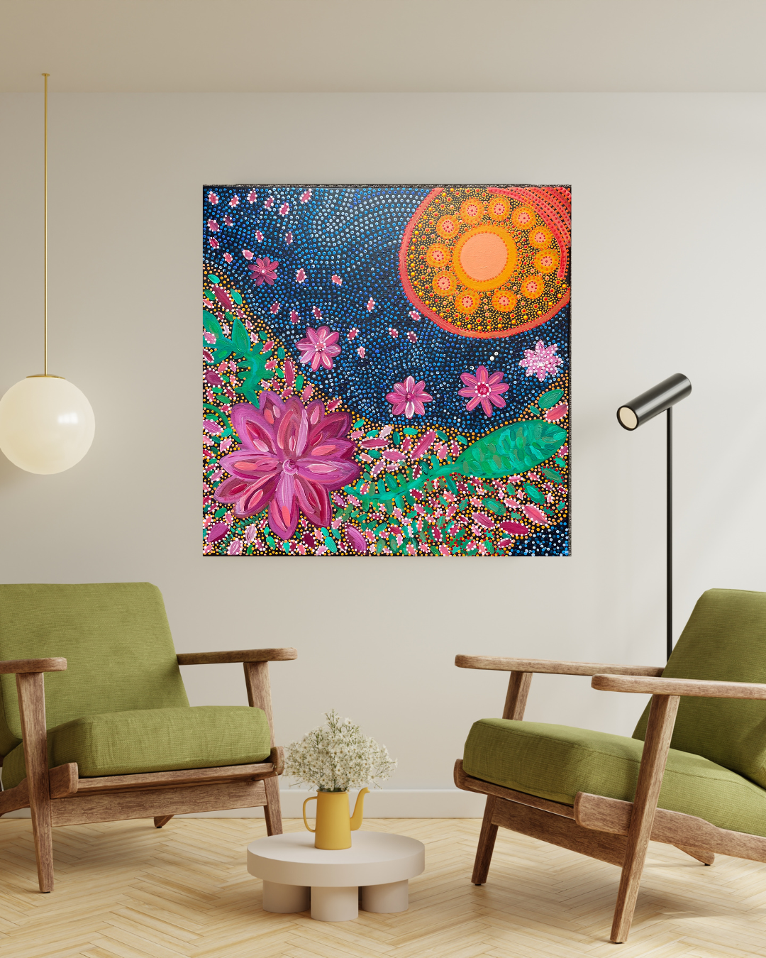 Aesthetic Mid Century Modern Living Room Photography Wall Art Frame Mockup Instagram Post Portrait (8)