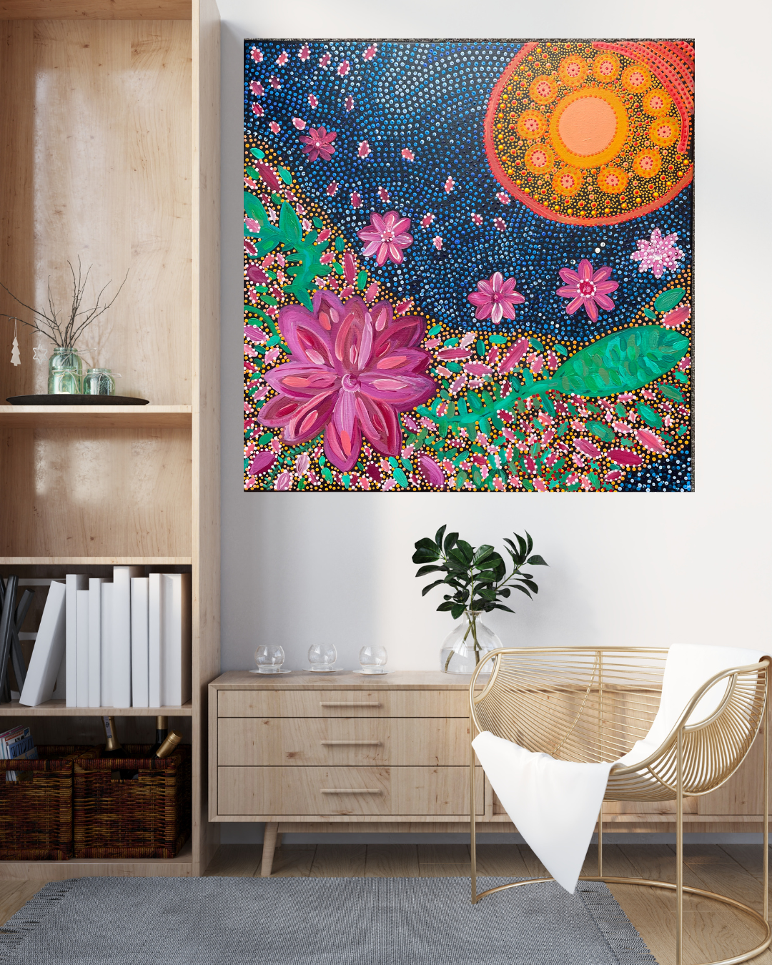 Aesthetic Mid Century Modern Living Room Photography Wall Art Frame Mockup Instagram Post Portrait (9)