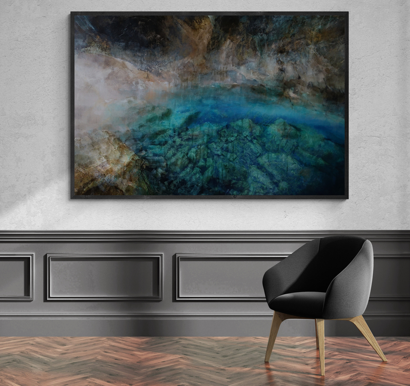 Canvy Sea Blue Black Comfy Chair Next To A Gallery Wall