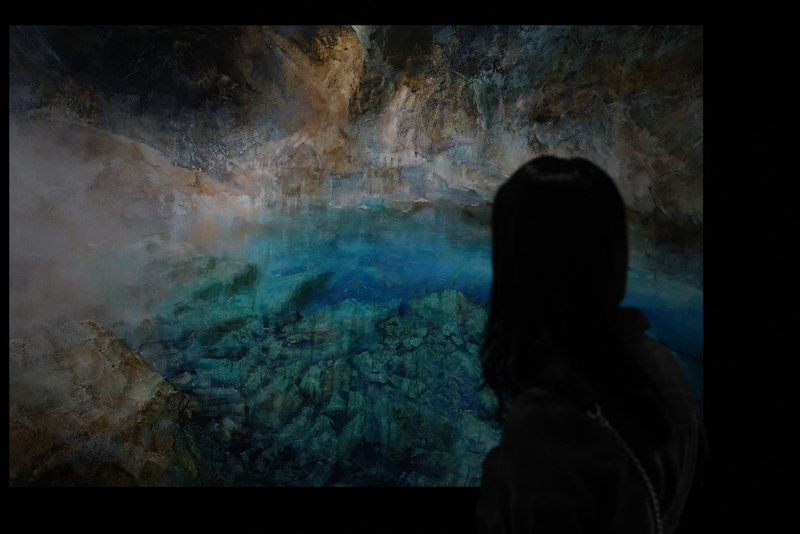 Canvy Sea Blue Woman Looking At Gallery Wall