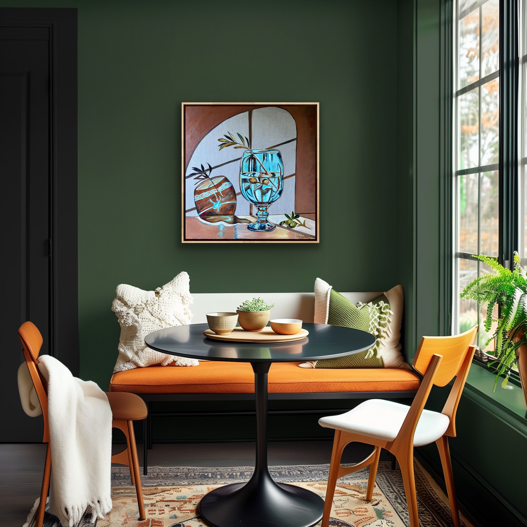 Blue Glass And Olive Branch Insitu2 Wendy Peters