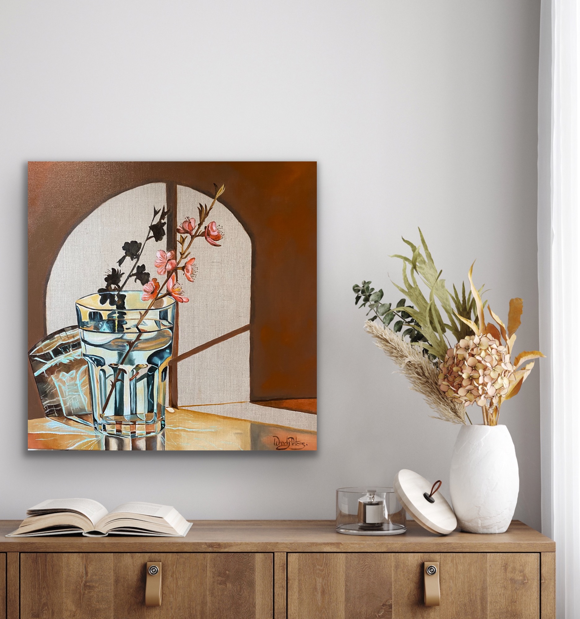 Blue Glass And Blossom Insitu1 Wendy Peters