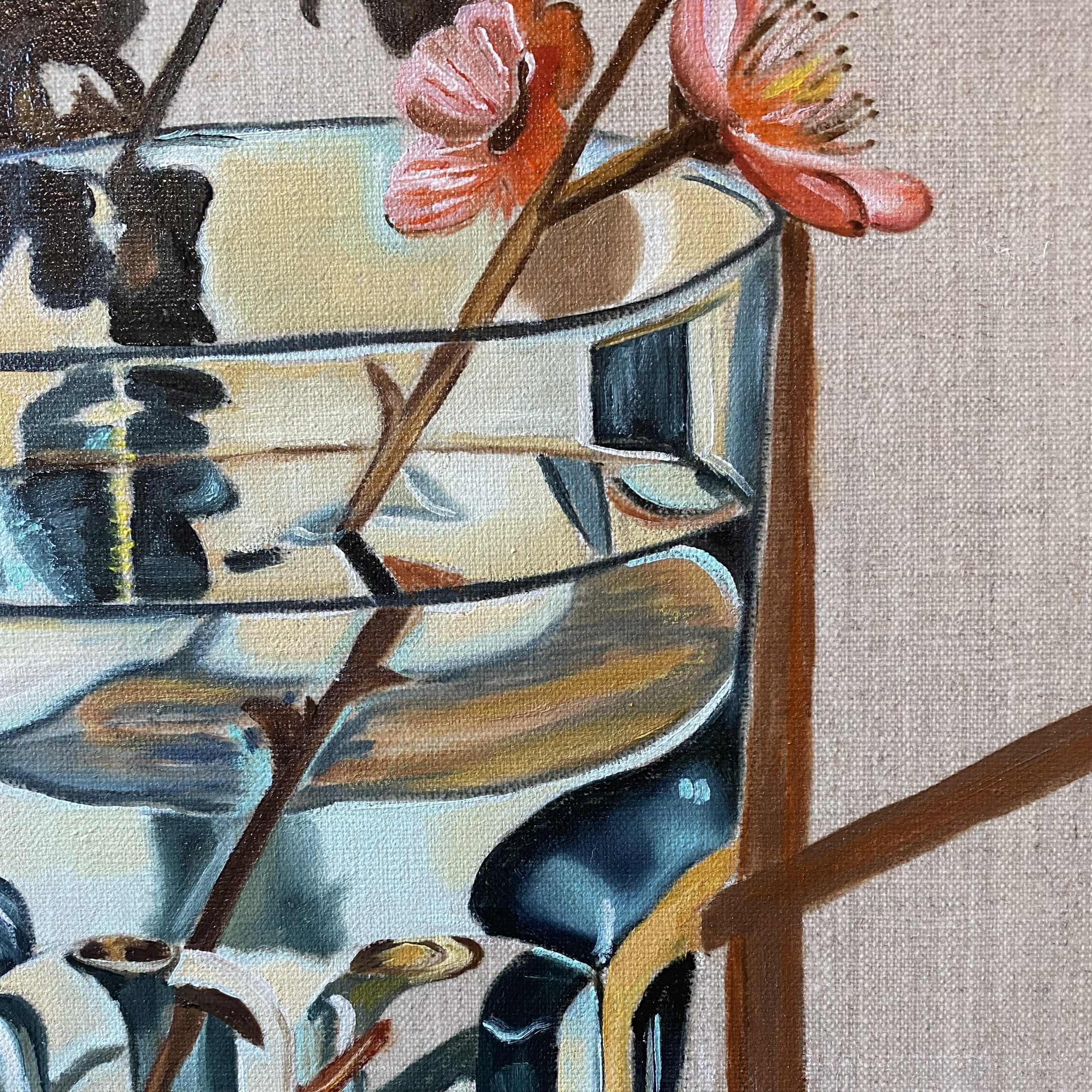 Blue Glass And Blossom Closeup1 Wendy Peters