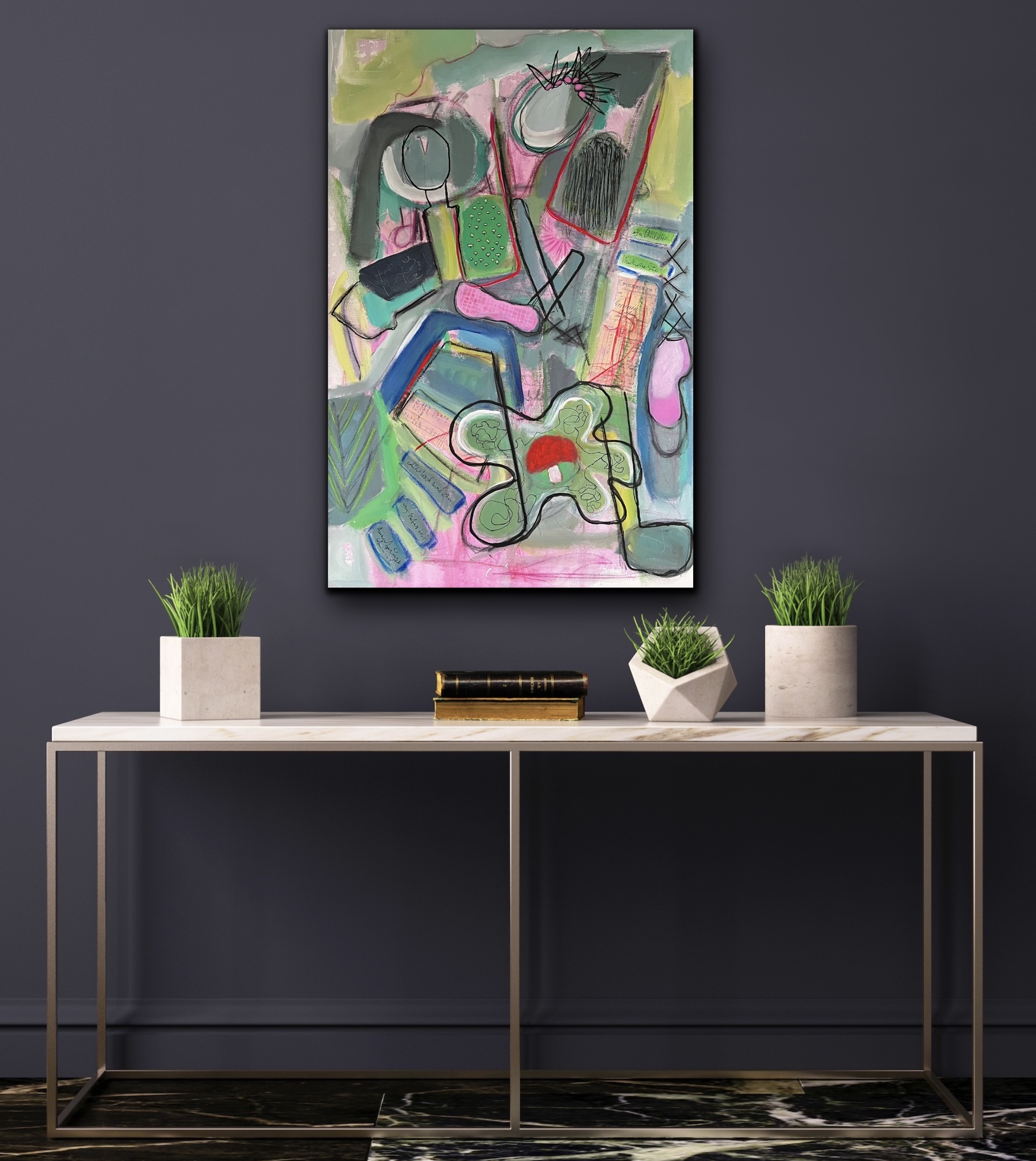 Pink Memories Insitu Purple Wall