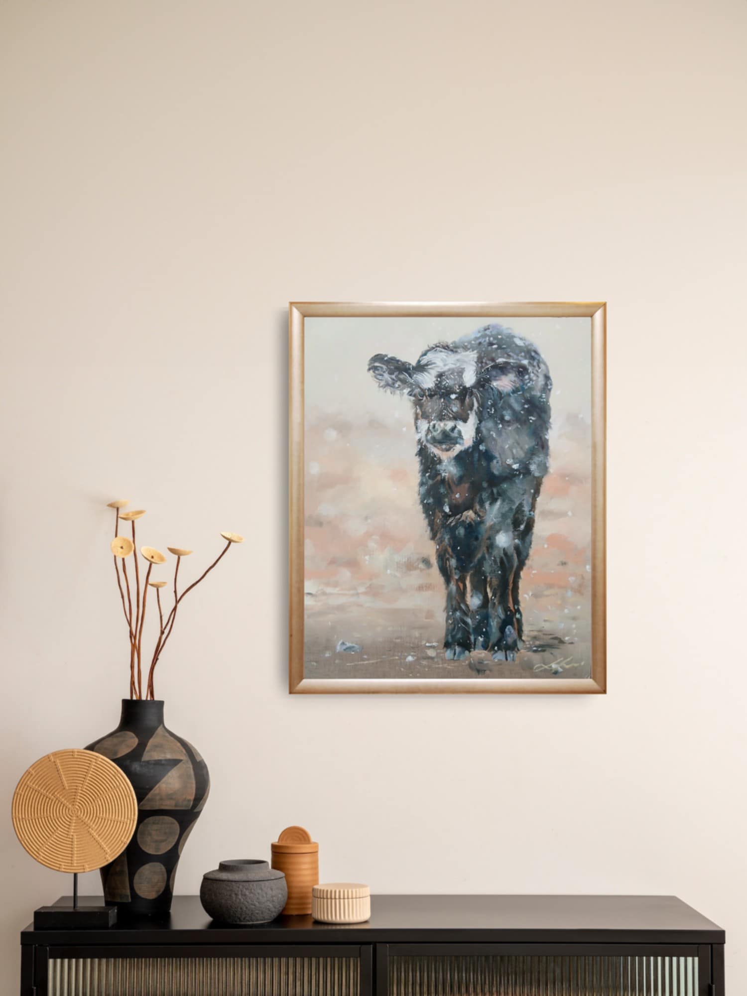 Calf In The Snow Jo S Stacey Fine Art Oils In Situ