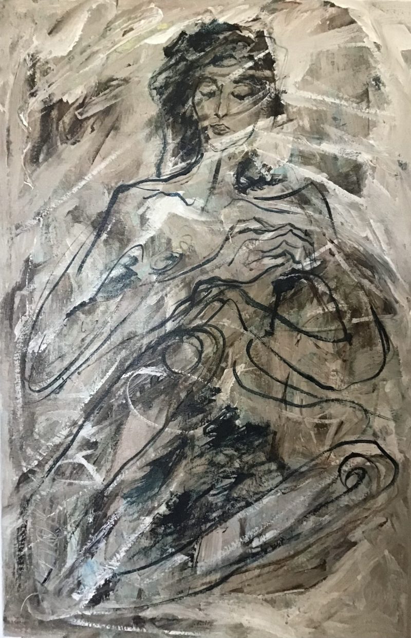 Woman in raw umber