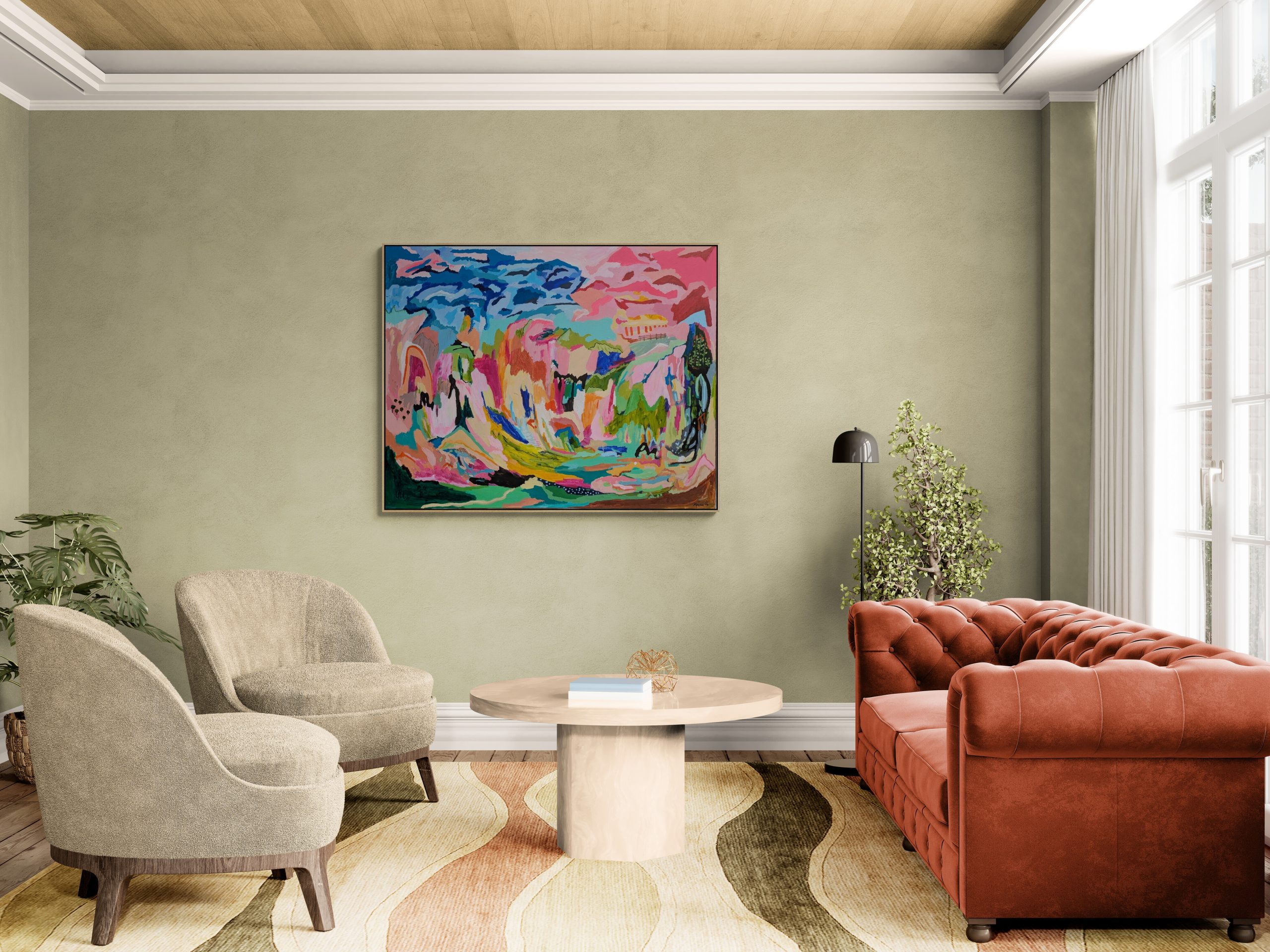 Fancy Living Room With Tufted Sofa (2)