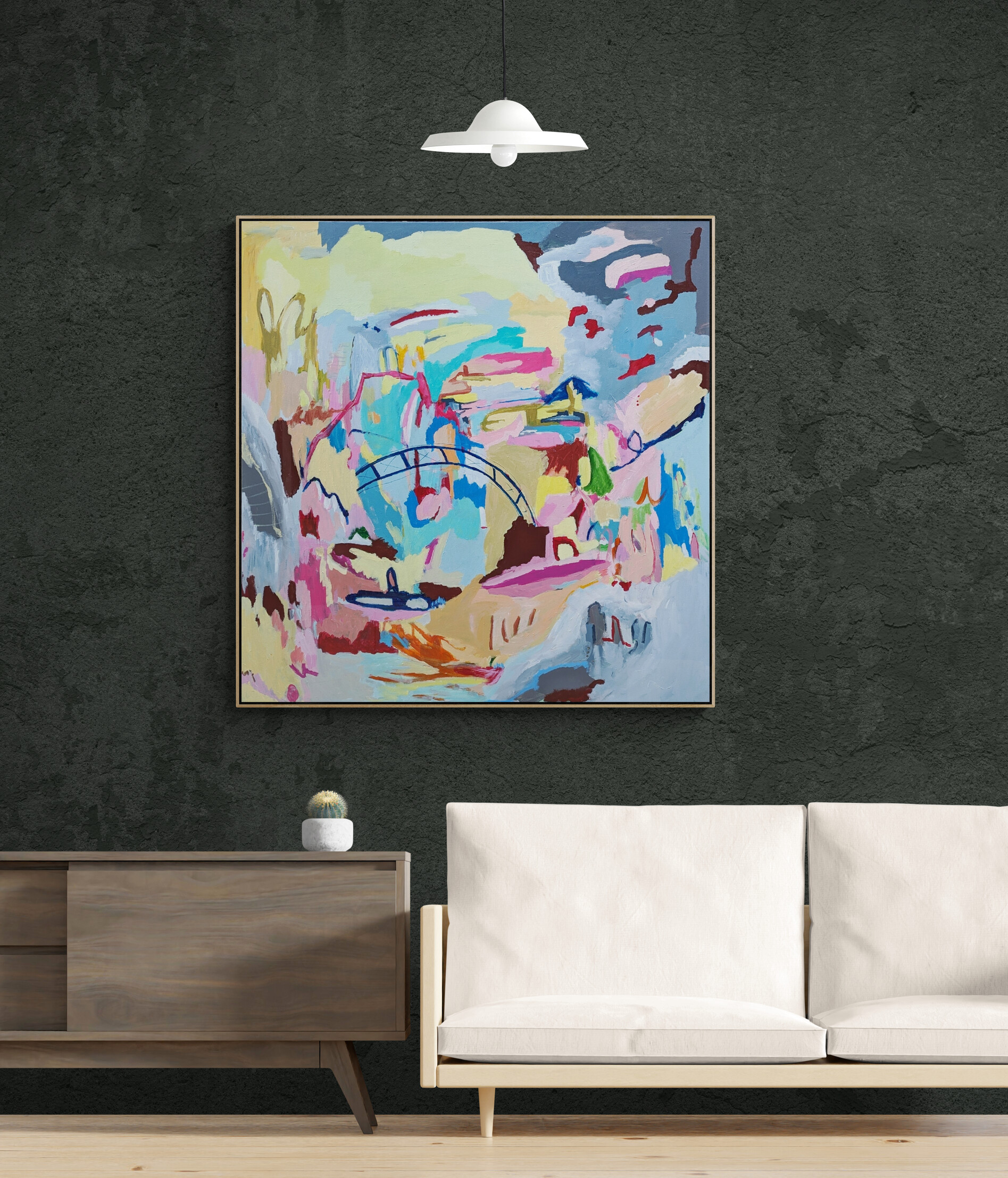 Minimal Room With Sofa And Cabinet