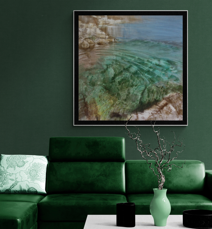 Canvy Ripple Effect Living Room With Fancy Leather Sofa