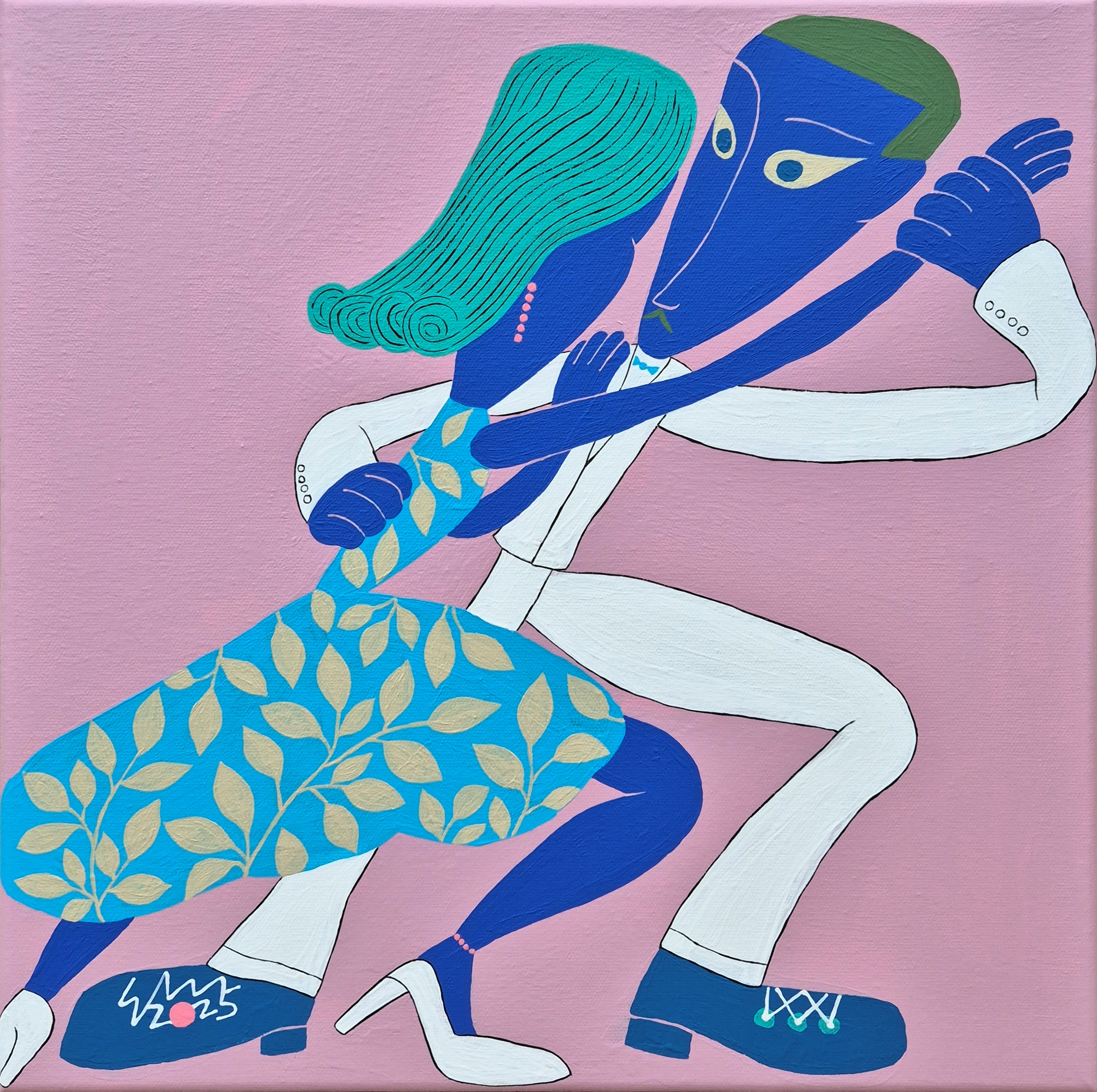 Tango Dancing Couple 2025 Acrylic On Canvas 40.6cm X 40.6cm X 1.8cm