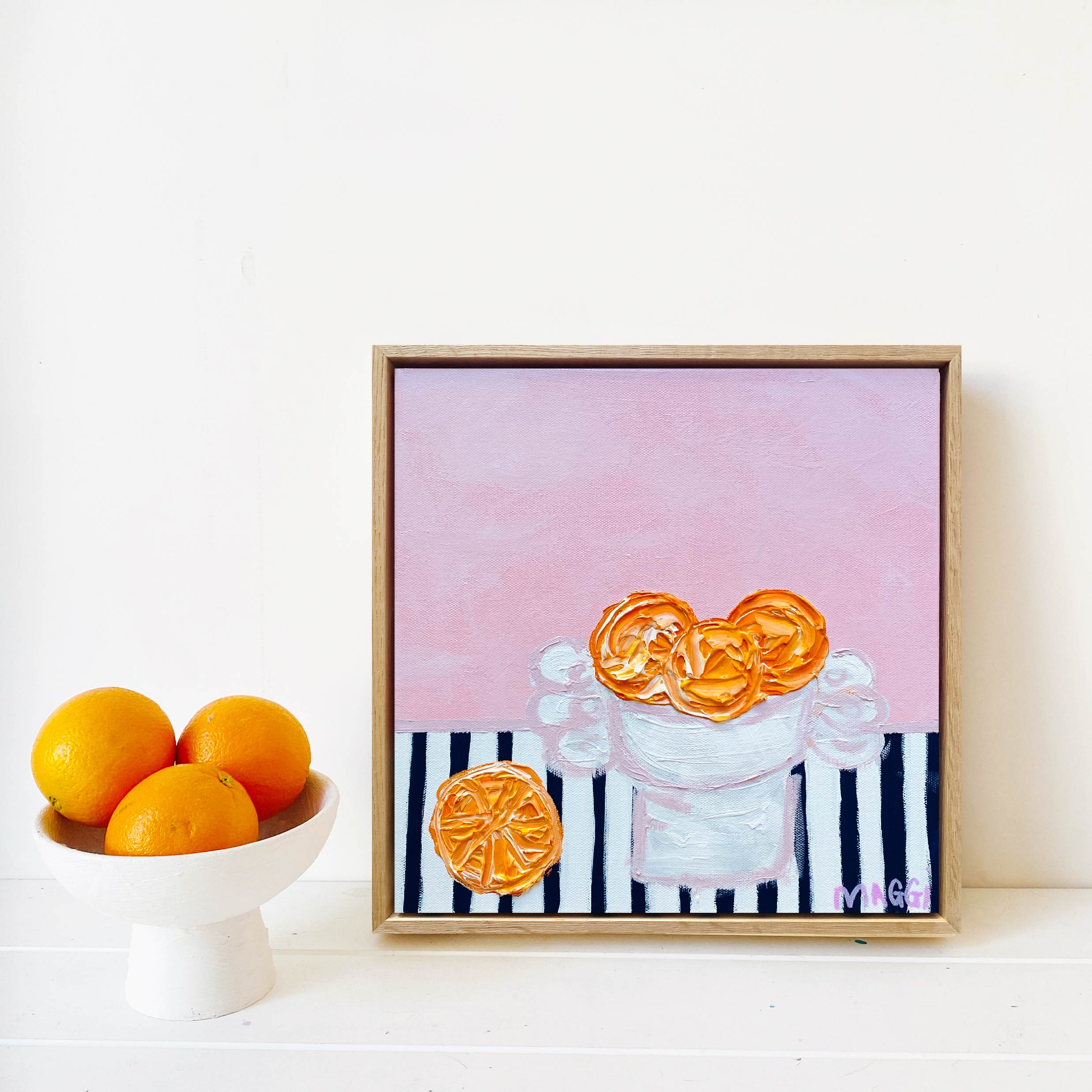 Little Bowl With Oranges On Stripes Oak Maggi