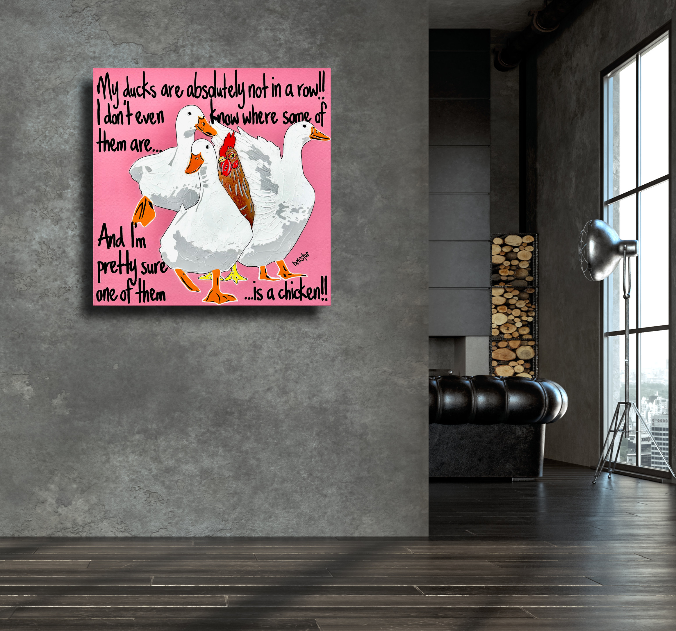 Living Room Interior In Loft, Industrial Style