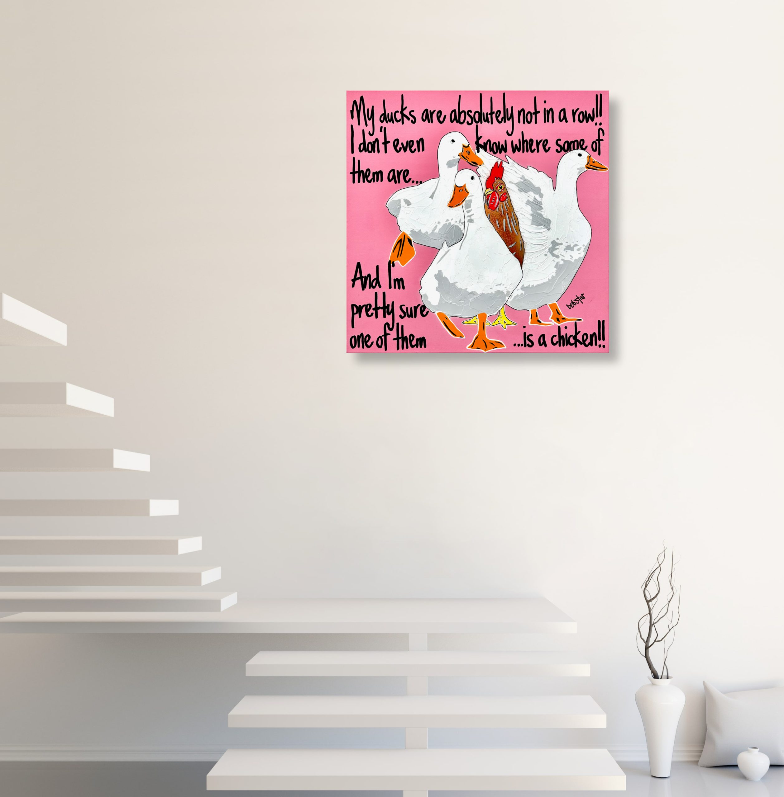 Ducks In A Row Pink Chicken Pop Art Deborah Lang Debstar Art Urban Canvas 7