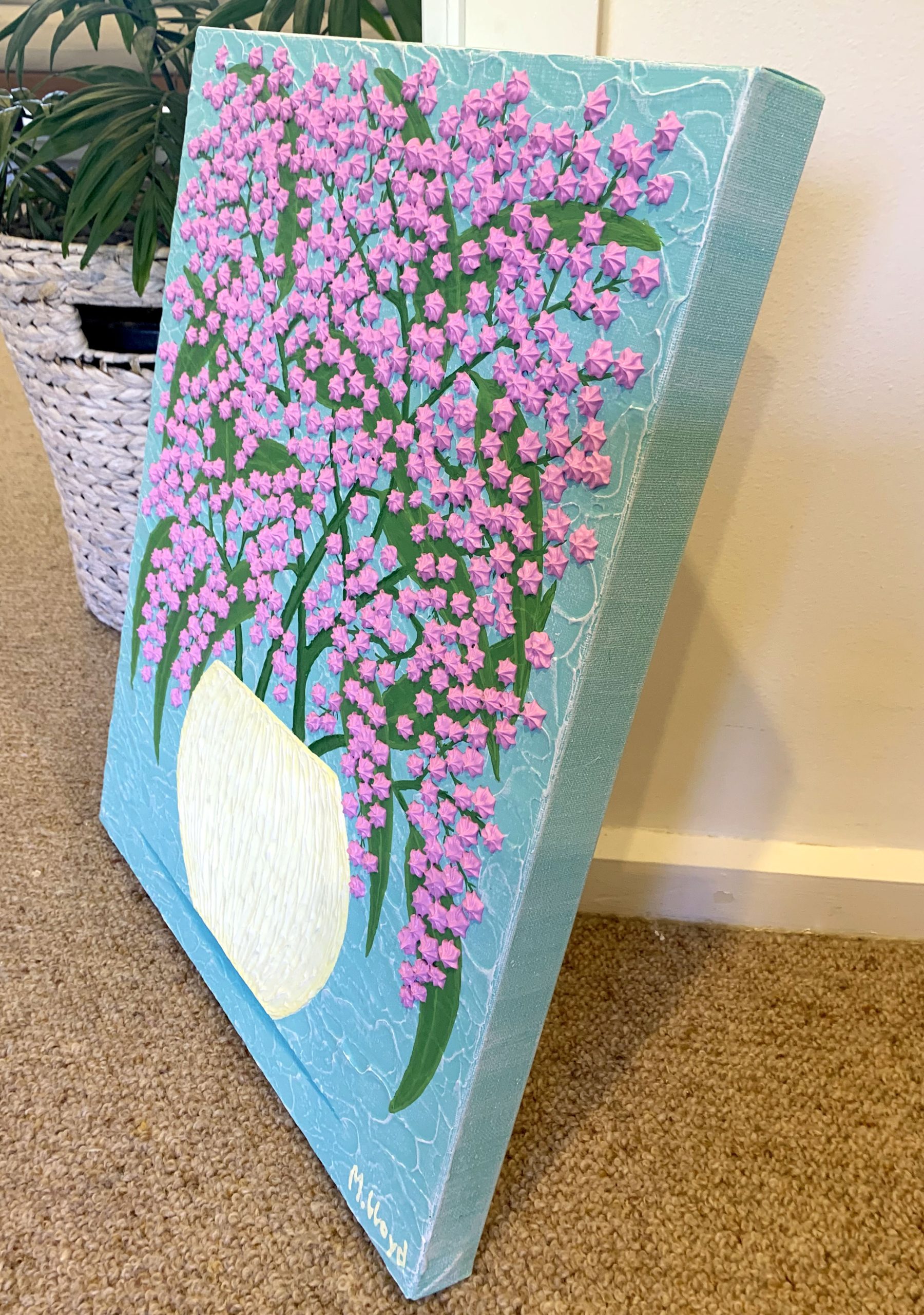 Side Pink Wattle Flowers In A Vase Miranda Lloyd Art Bluethumb