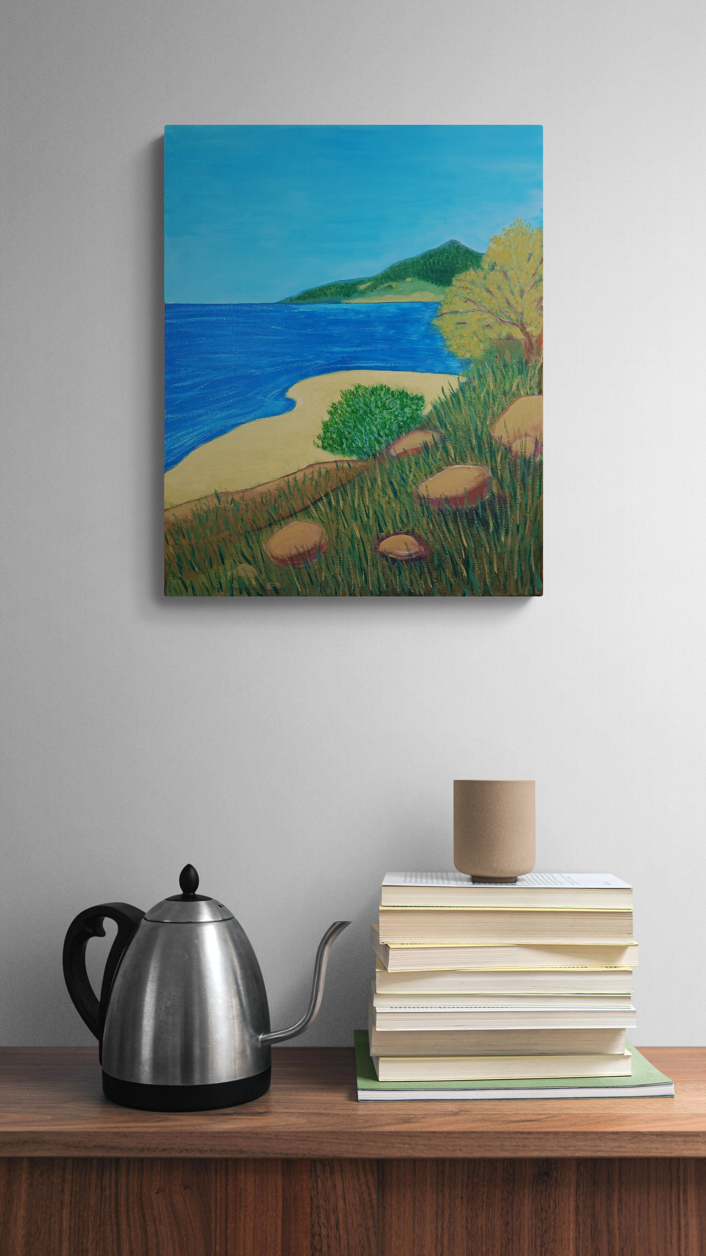 Close Up Of Books And A Kettle On A Cabinet