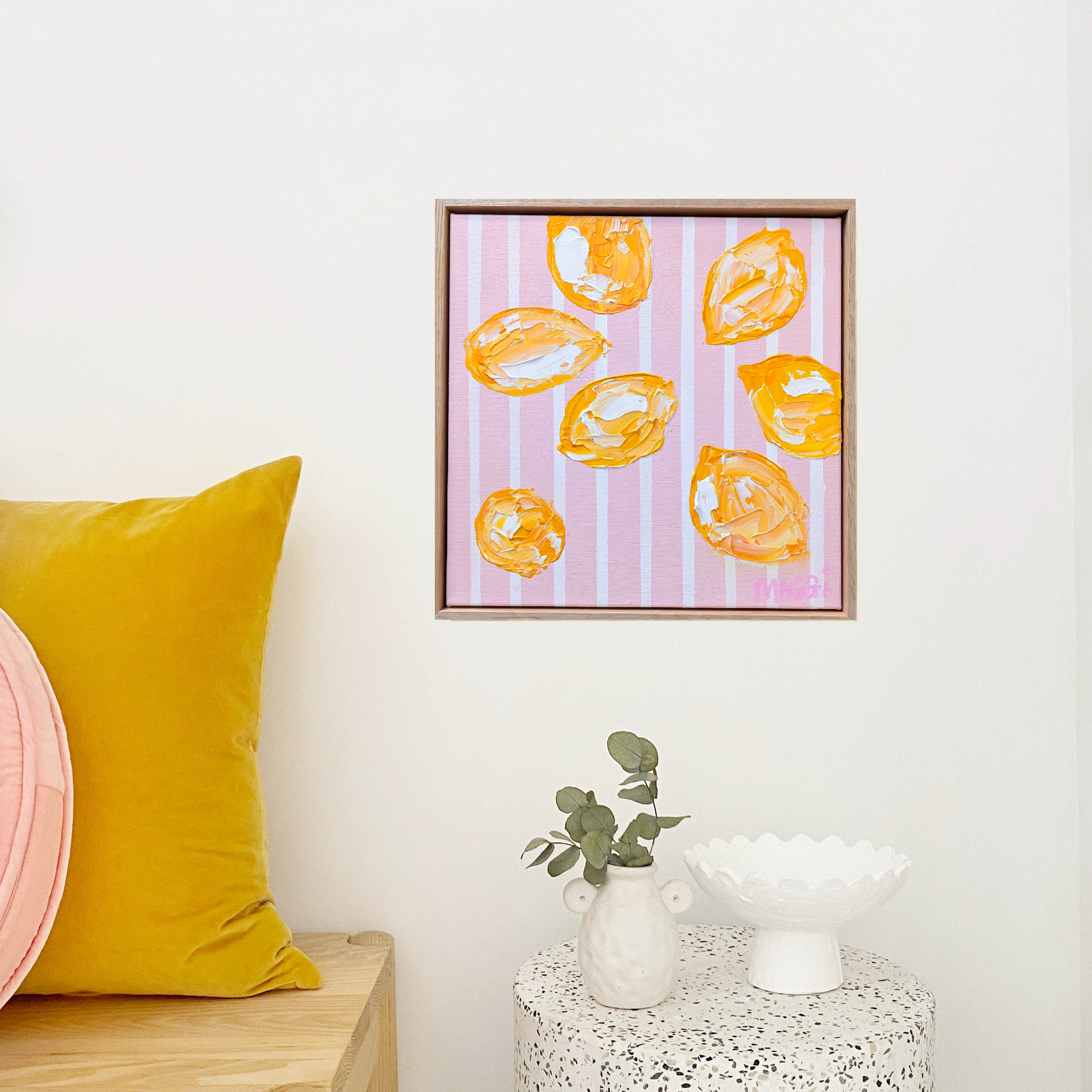 Lemons On Pink Stripes Maggi Maggi