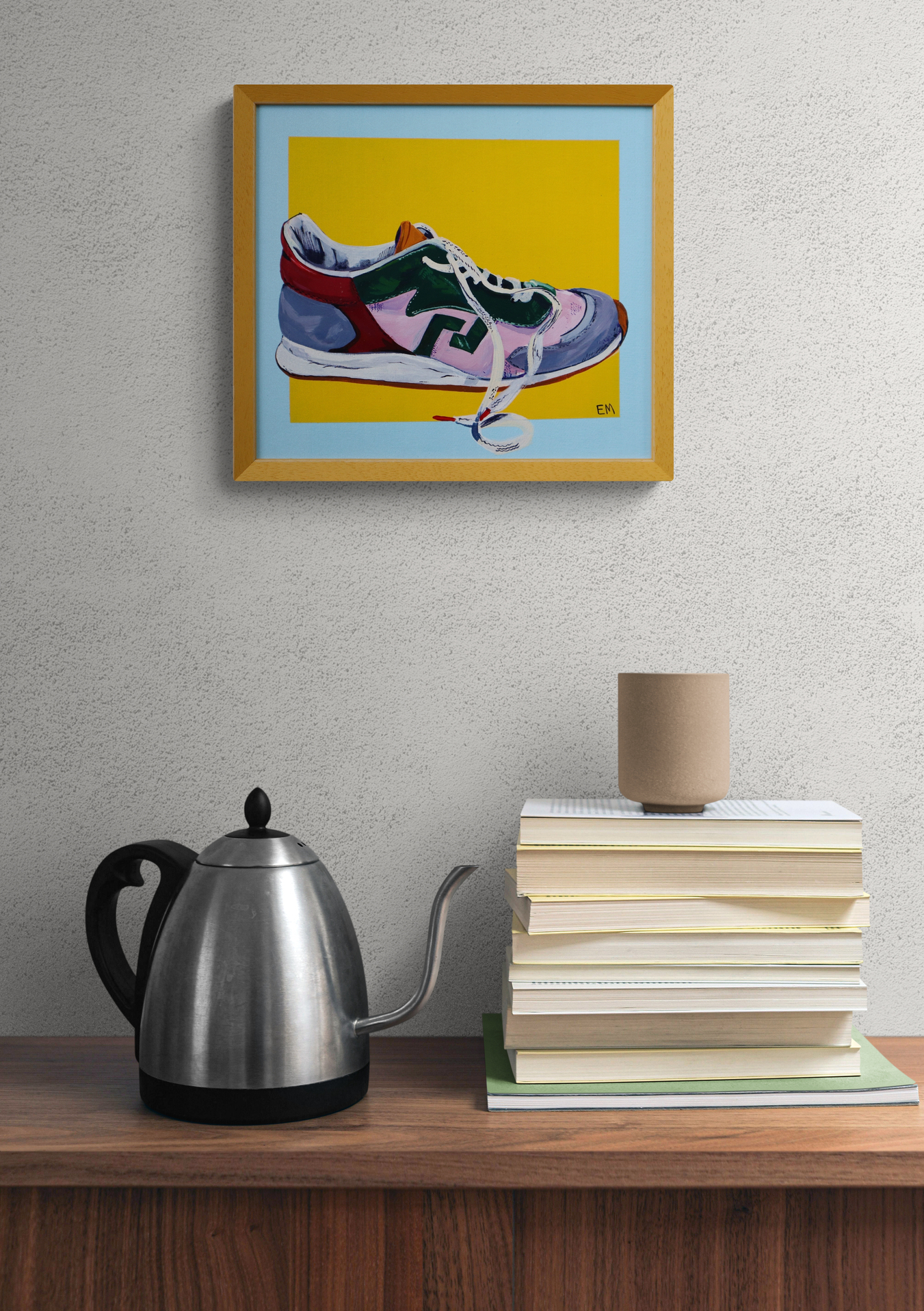 Close Up Of Books And A Kettle On A Cabinet (1)