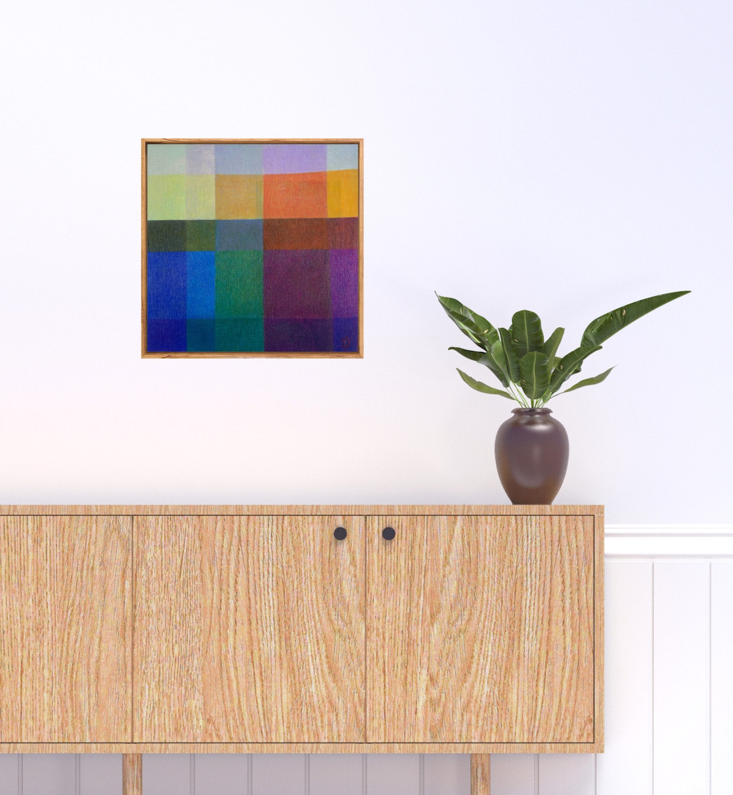 Charlotte De Pace Colourfield Iii Abstract Insitu Above Sideboard Art Lovers Australia