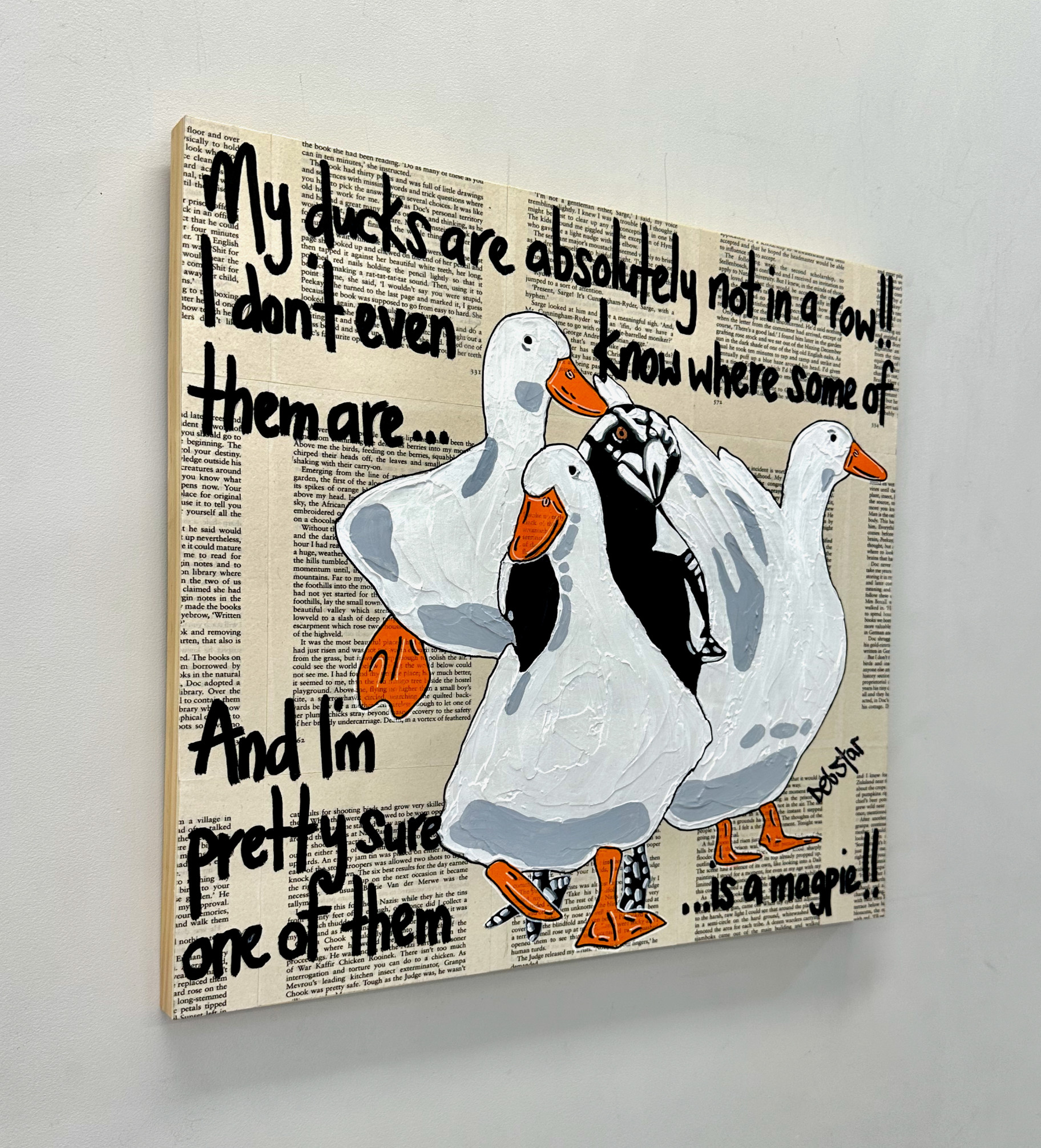 Ducks In A Row Magpie Book Pages Pop Art Deborah Lang Debstar Art Urban 3