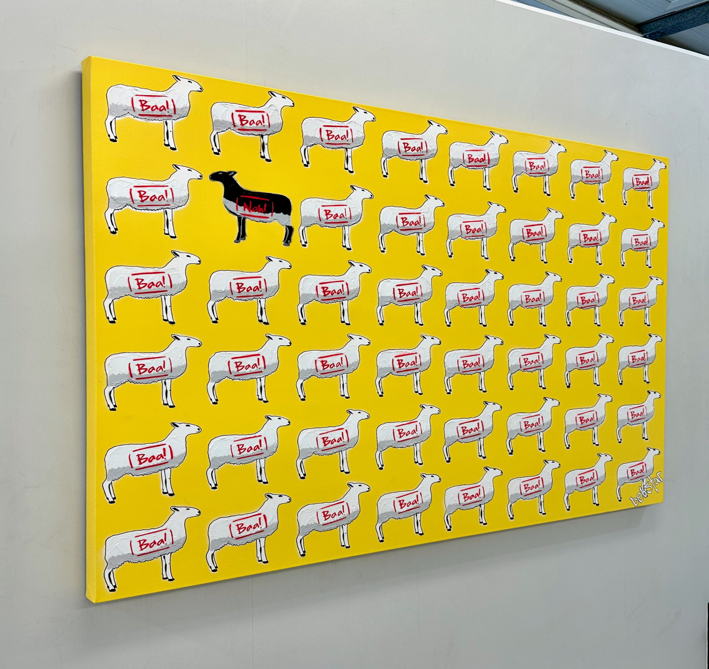 The Black Sheep Yellow Urban Pop Art Deborah Lang Debstar Art Canvas 3