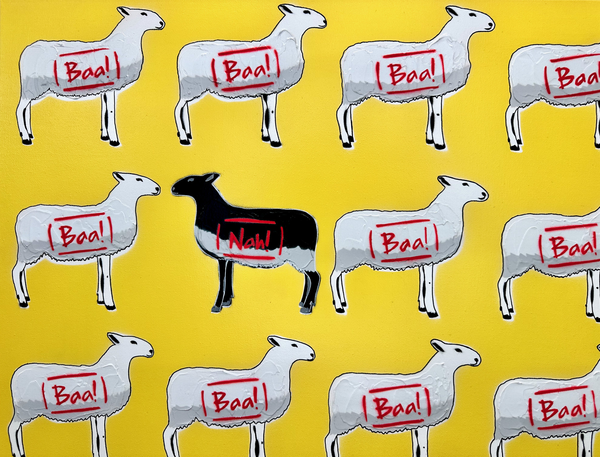 The Black Sheep Yellow Urban Pop Art Deborah Lang Debstar Art Canvas 4