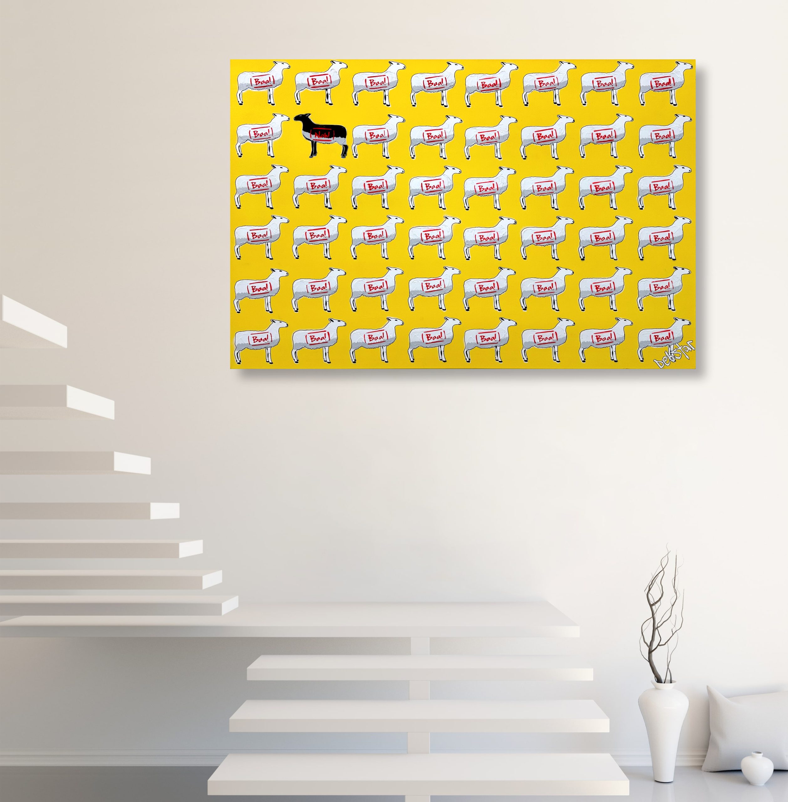 The Black Sheep Yellow Urban Pop Art Deborah Lang Debstar Art Canvas 7