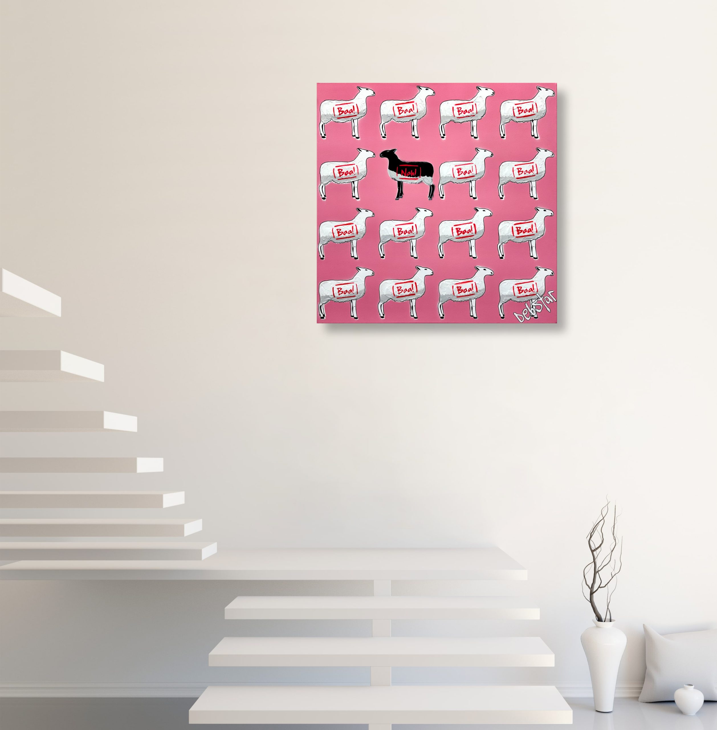 The Black Sheep Pink Urban Pop Art Deborah Lang Debstar Art Canvas 6
