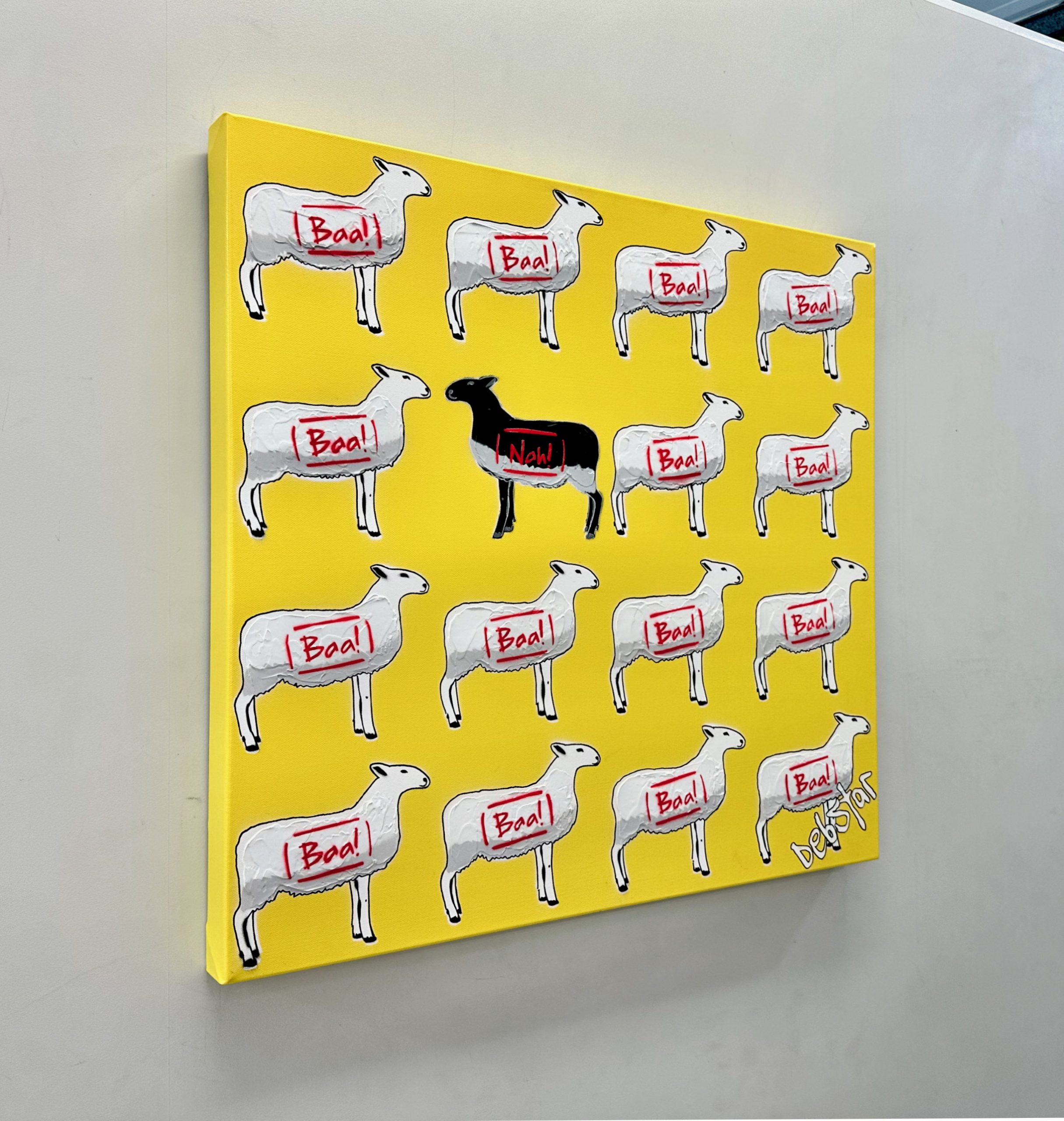 The Black Sheep Yellow Urban Pop Art Deborah Lang Debstar Art Canvas 3