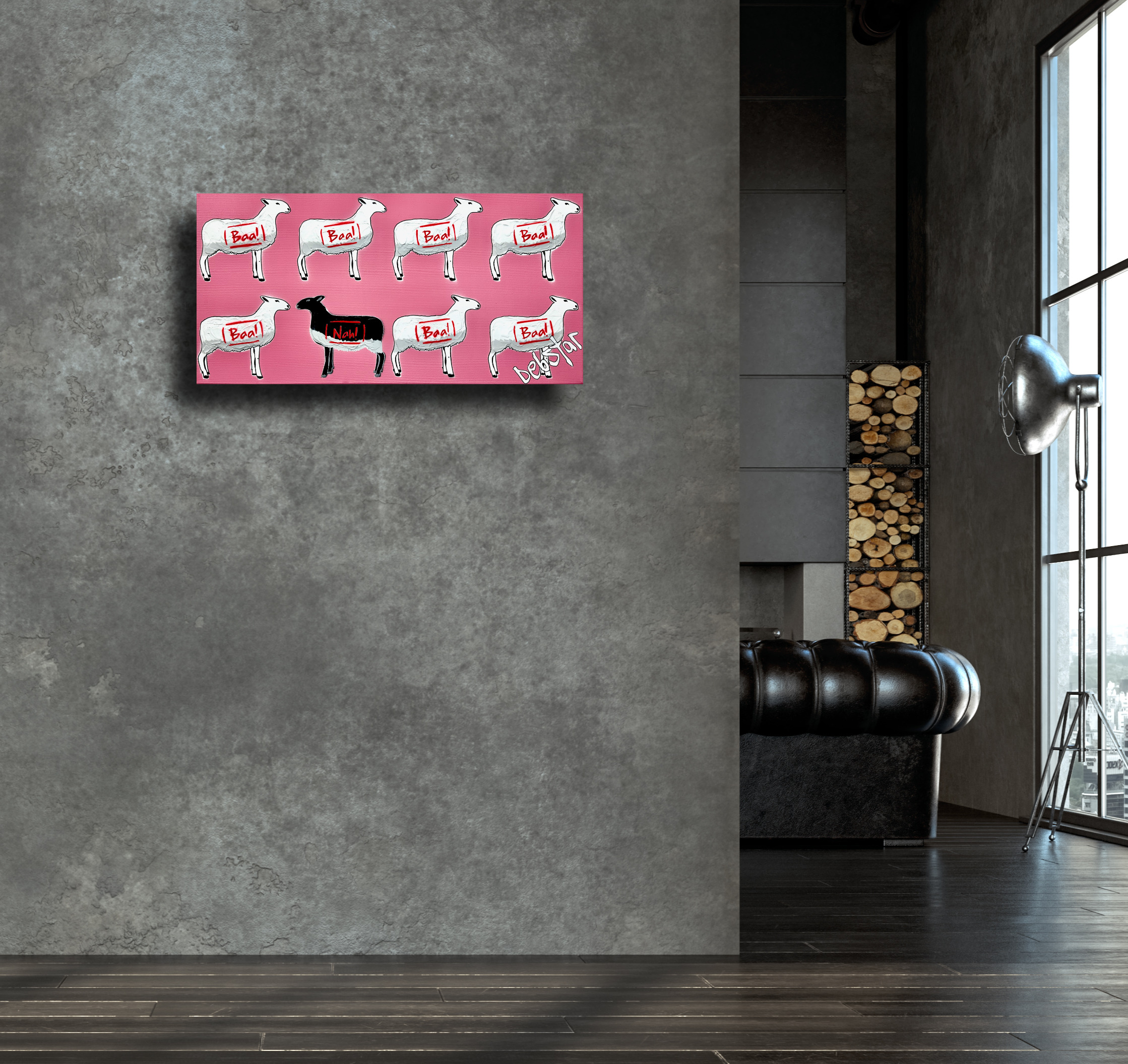 Living Room Interior In Loft, Industrial Style