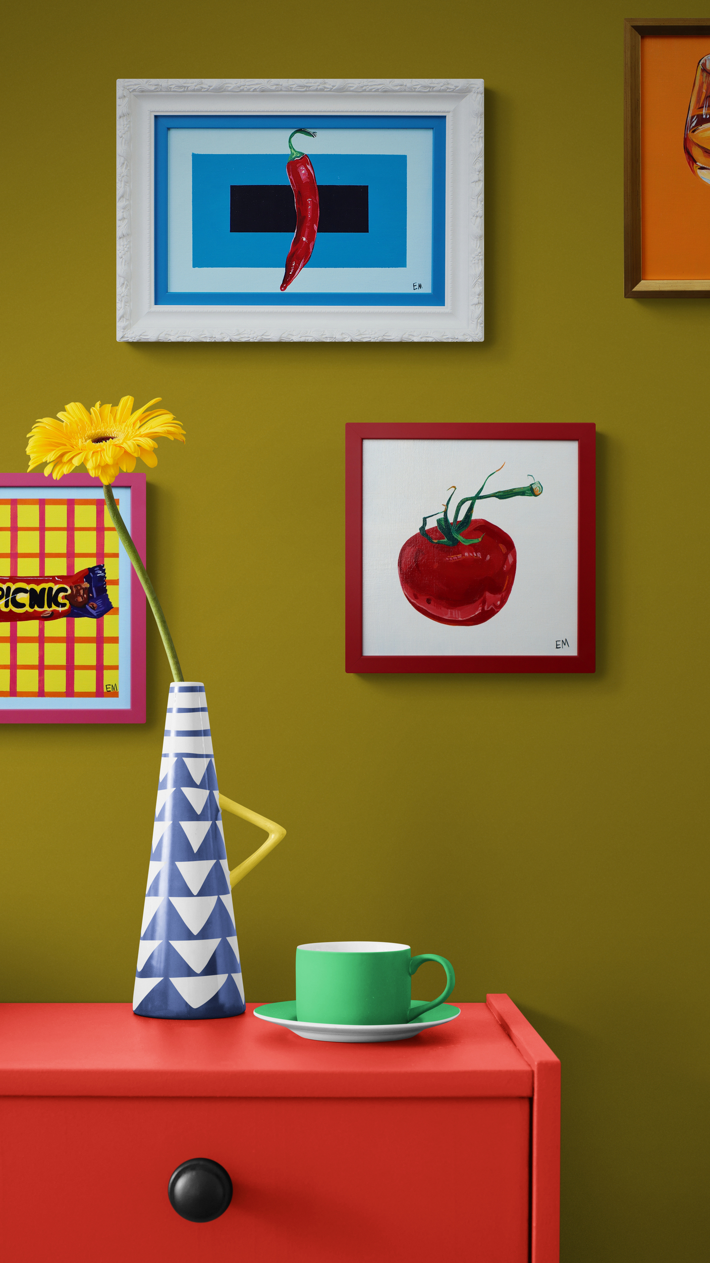 Close Up Of A Flower And Vase On A Cabinet