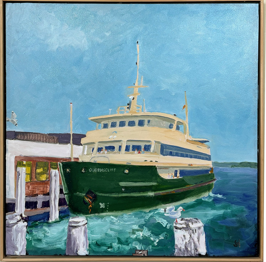 Manly Ferry At Manly Wharf Floating Frame