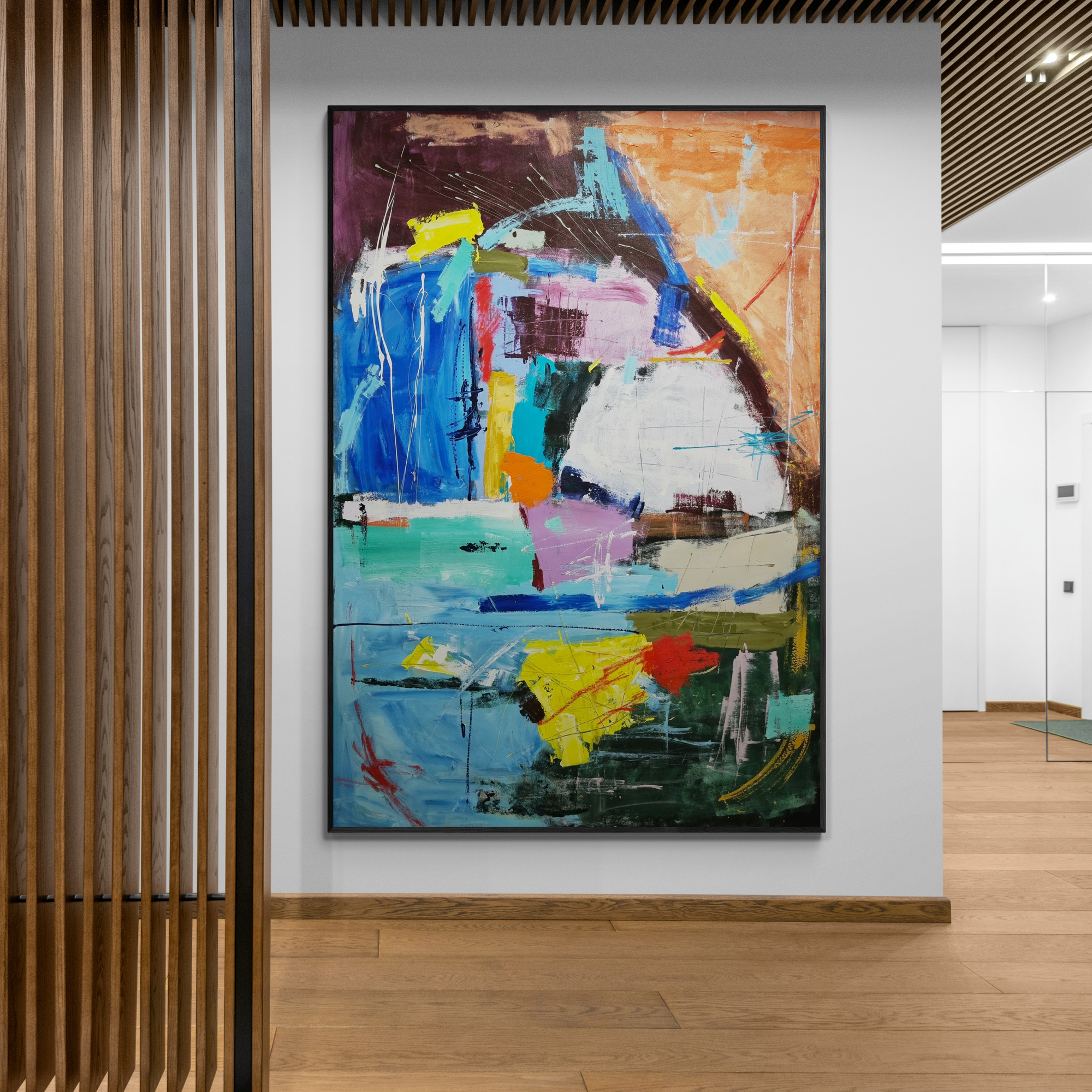 Timber Slat Corridor With Illuminated Wall 2