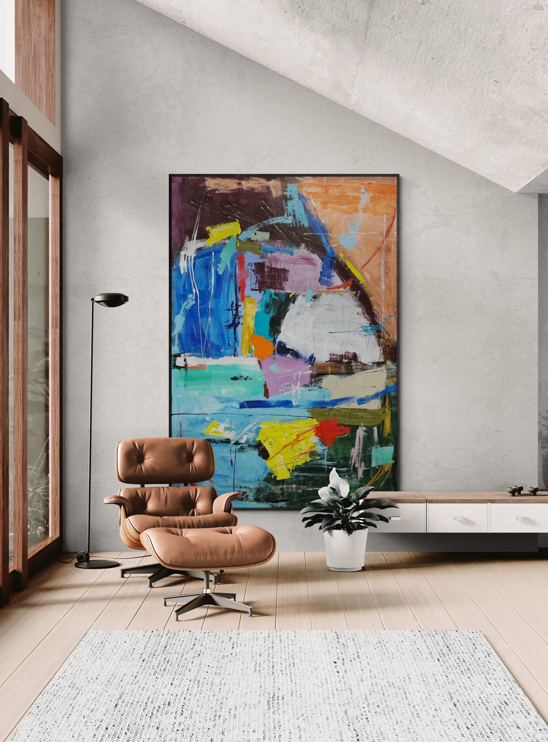 Modern Living Room With A Vaulted Ceiling 6