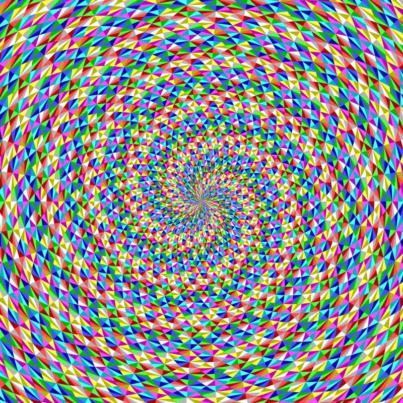 Polar Tessellation No 5 – SpiralFacetHex RGBCMYW