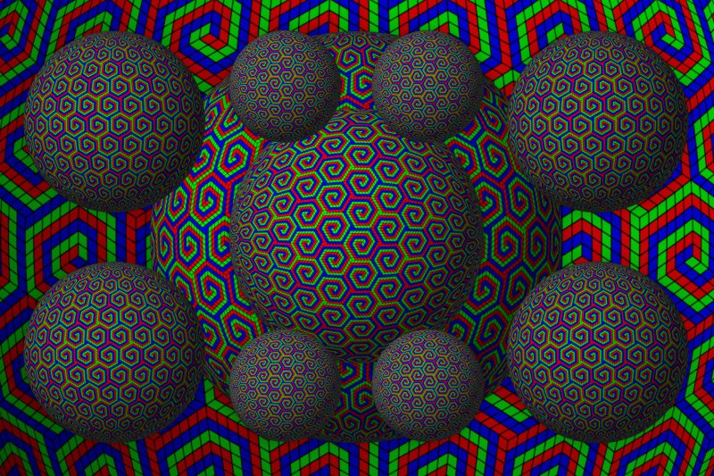 Tessellation Spheres No 5 – TripleSpiral RGB ROT BGL