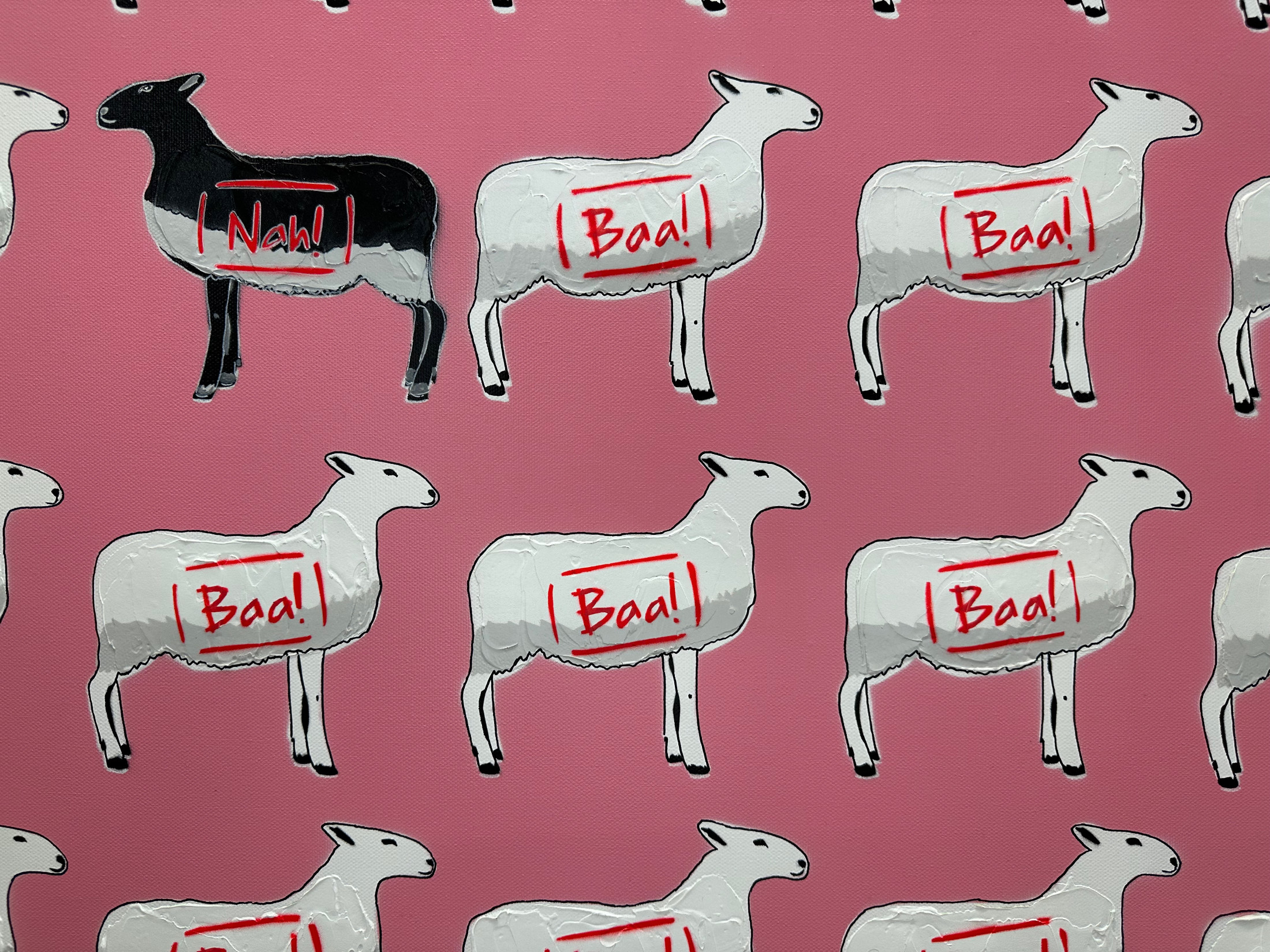 The Black Sheep Pink Urban Pop Art Deborah Lang Debstar Art Canvas 4