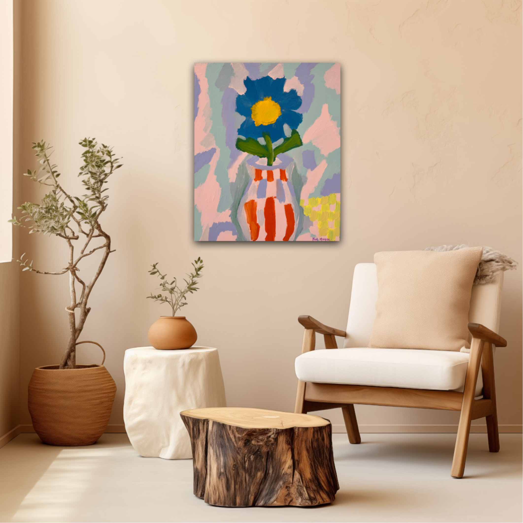 Kim Magee Art One Blue Flower 9