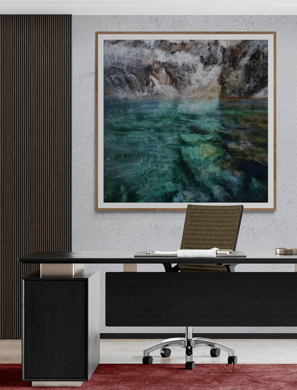 Canvy Crystal Tide 2 Minimal Office With Accent Wall