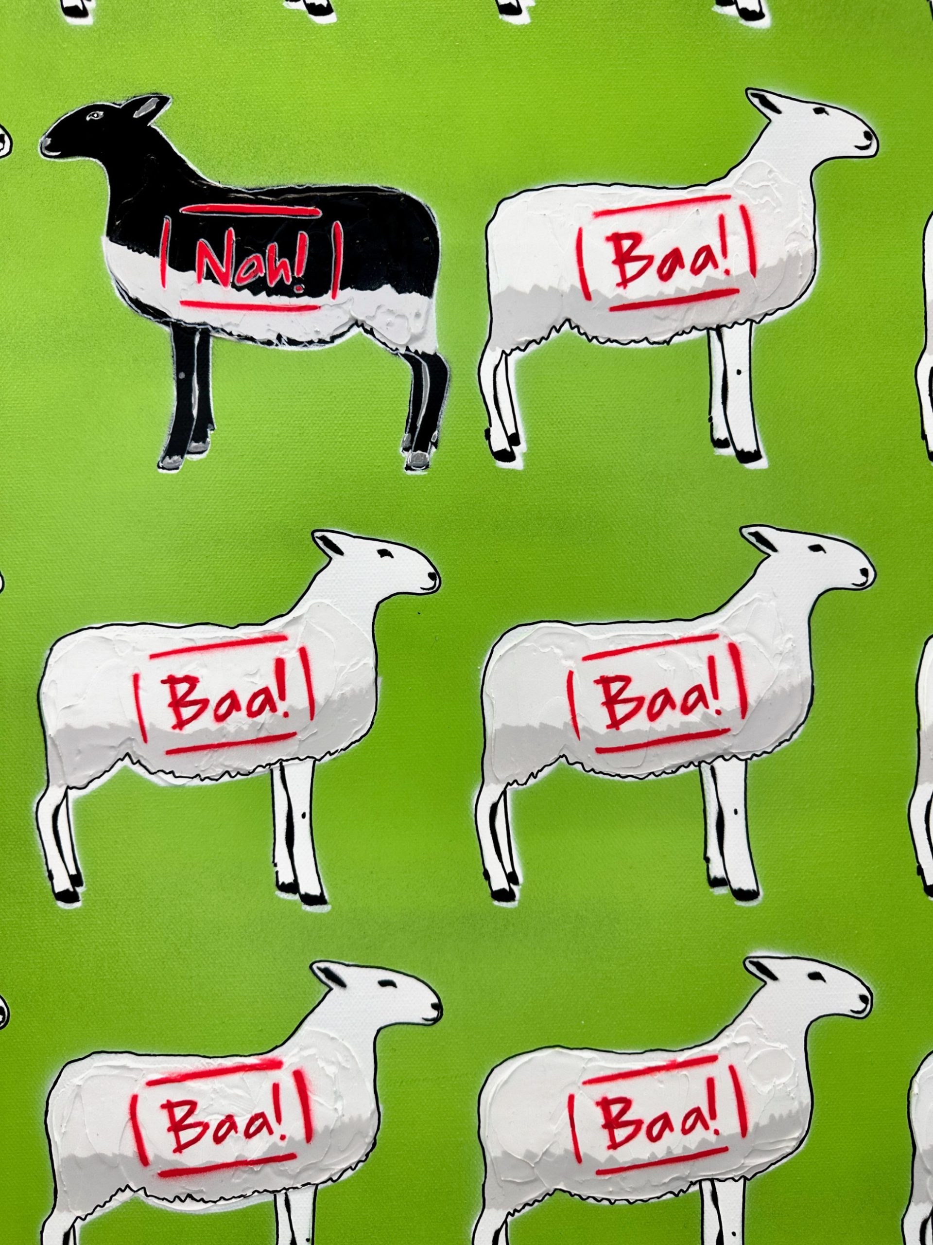 The Black Sheep Green Urban Pop Art Deborah Lang Debstar Art Canvas 4